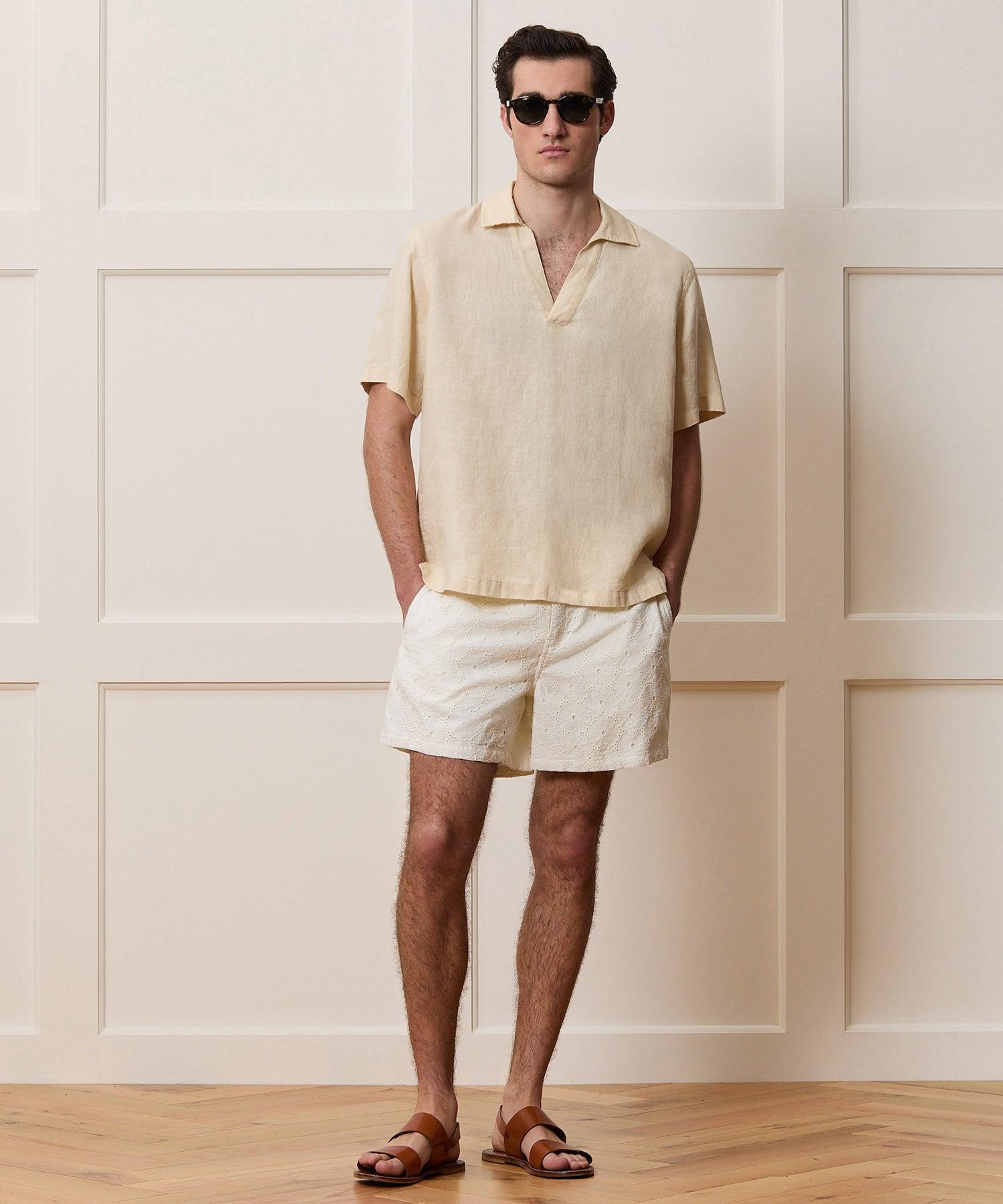 5" Embroidered Cotton Beachcomber Short Product Image