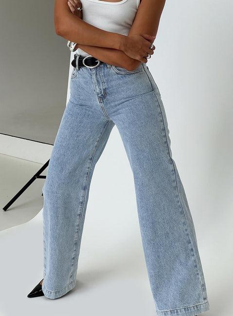 Goldie High Rise Wide Leg Jeans Light Wash Product Image