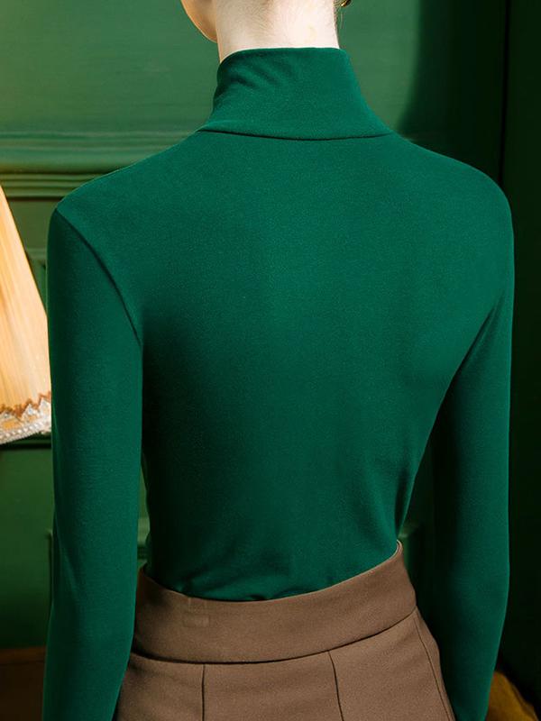 Long Sleeves Plus Size Solid Color Split-Joint V-Neck T-Shirts Product Image