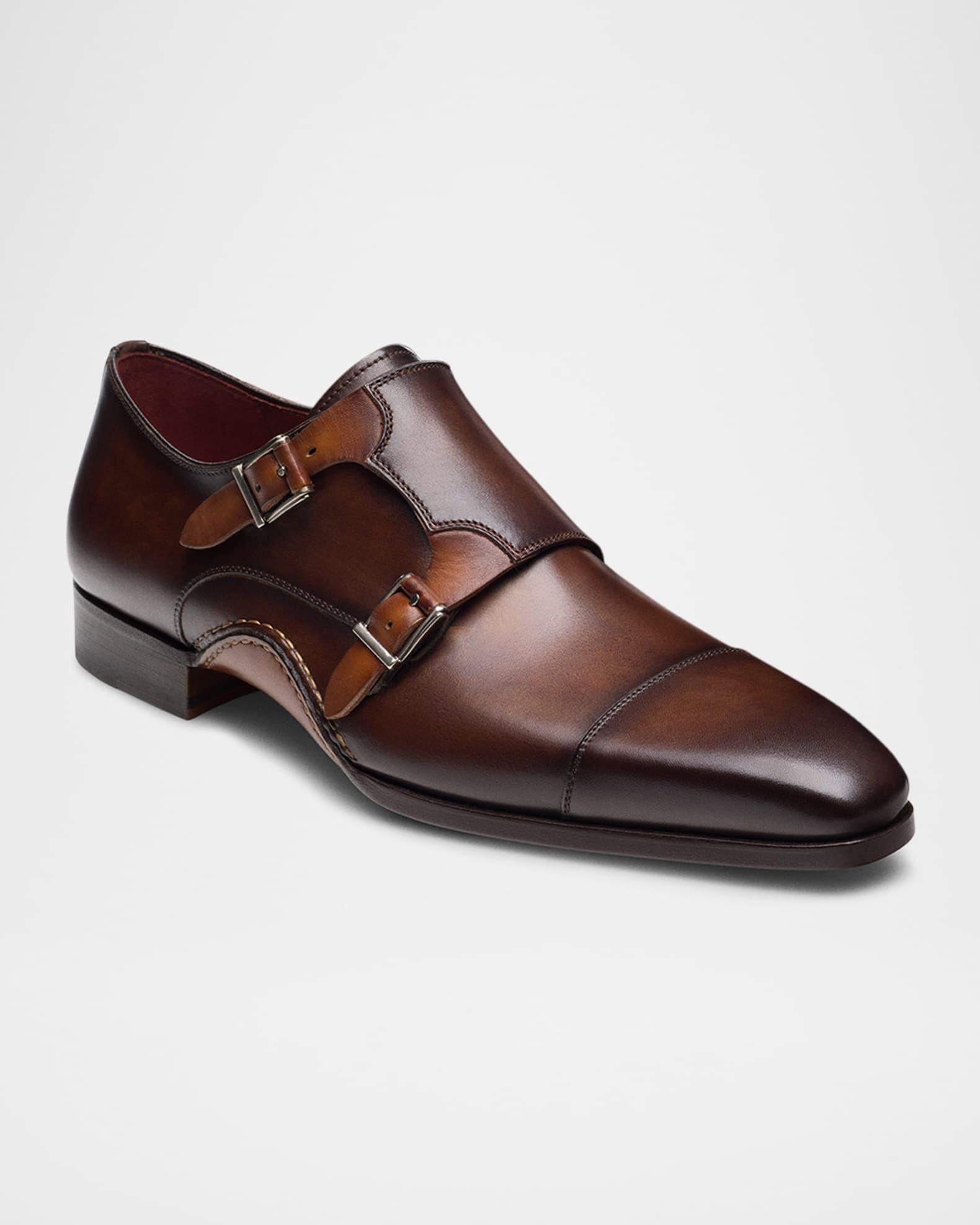 Men's Leros Leather Cap-Toe Double Monk Strap Loafers Product Image