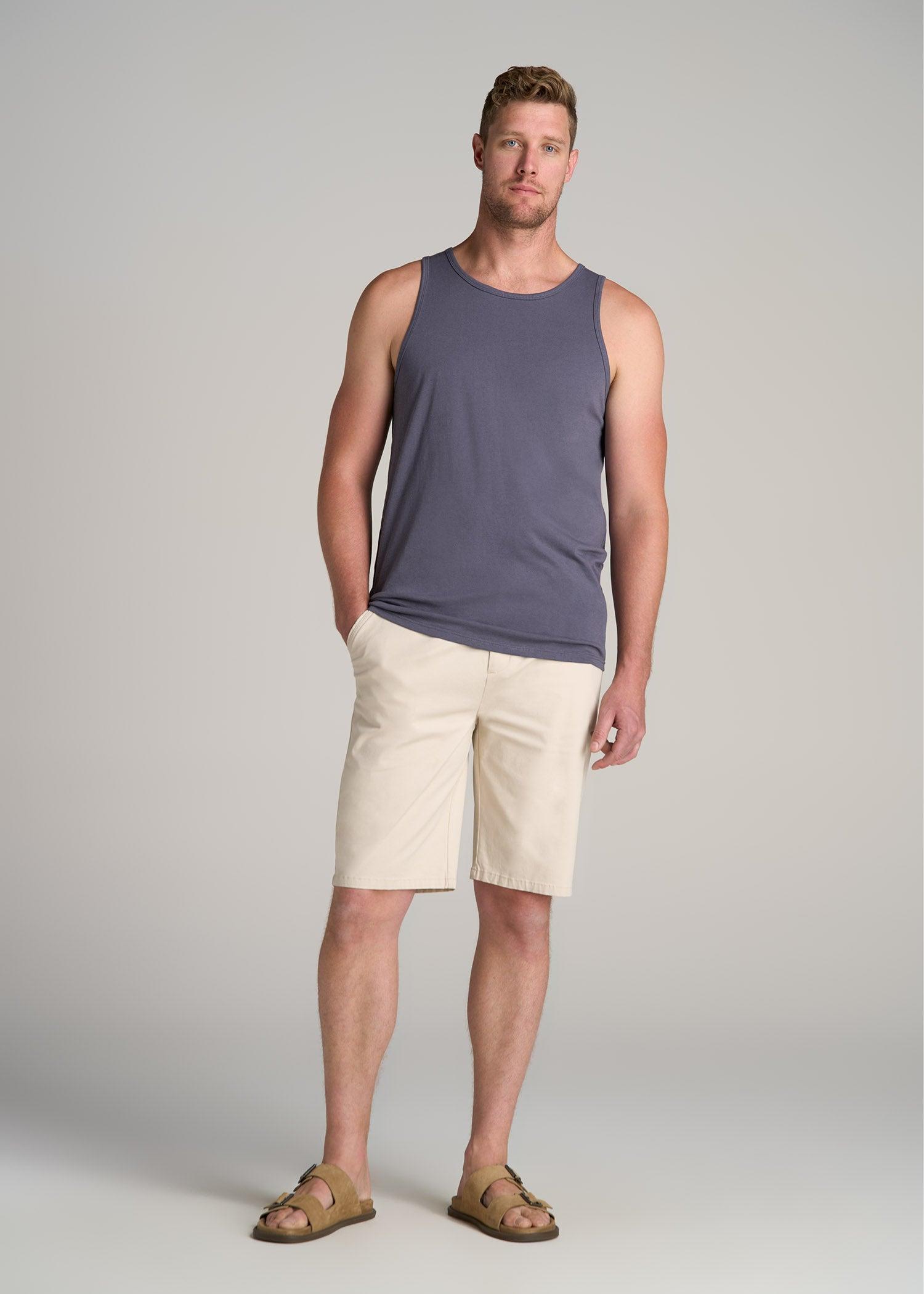 The Essentials: Men's Tall SLIM-FIT Beach Tank Top in Black Male Product Image