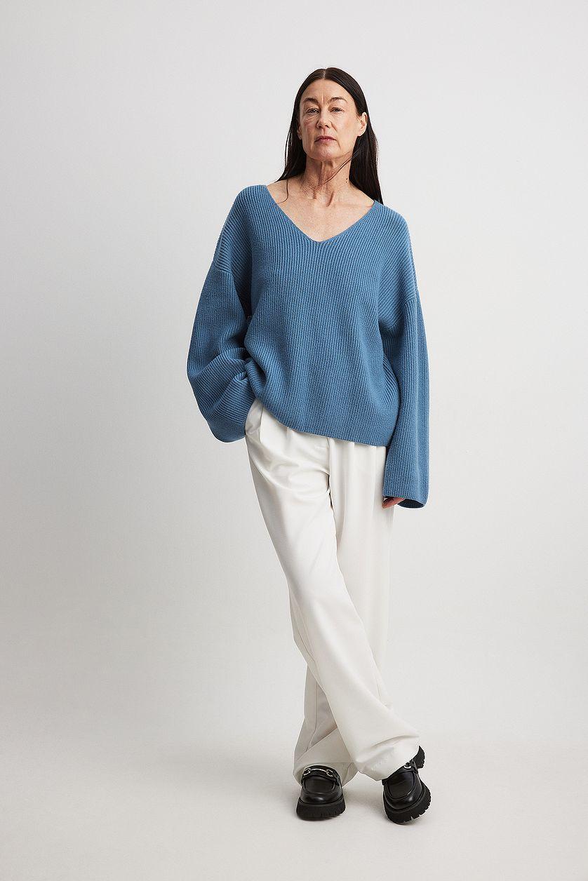 V-neck Knitted Sweater Product Image
