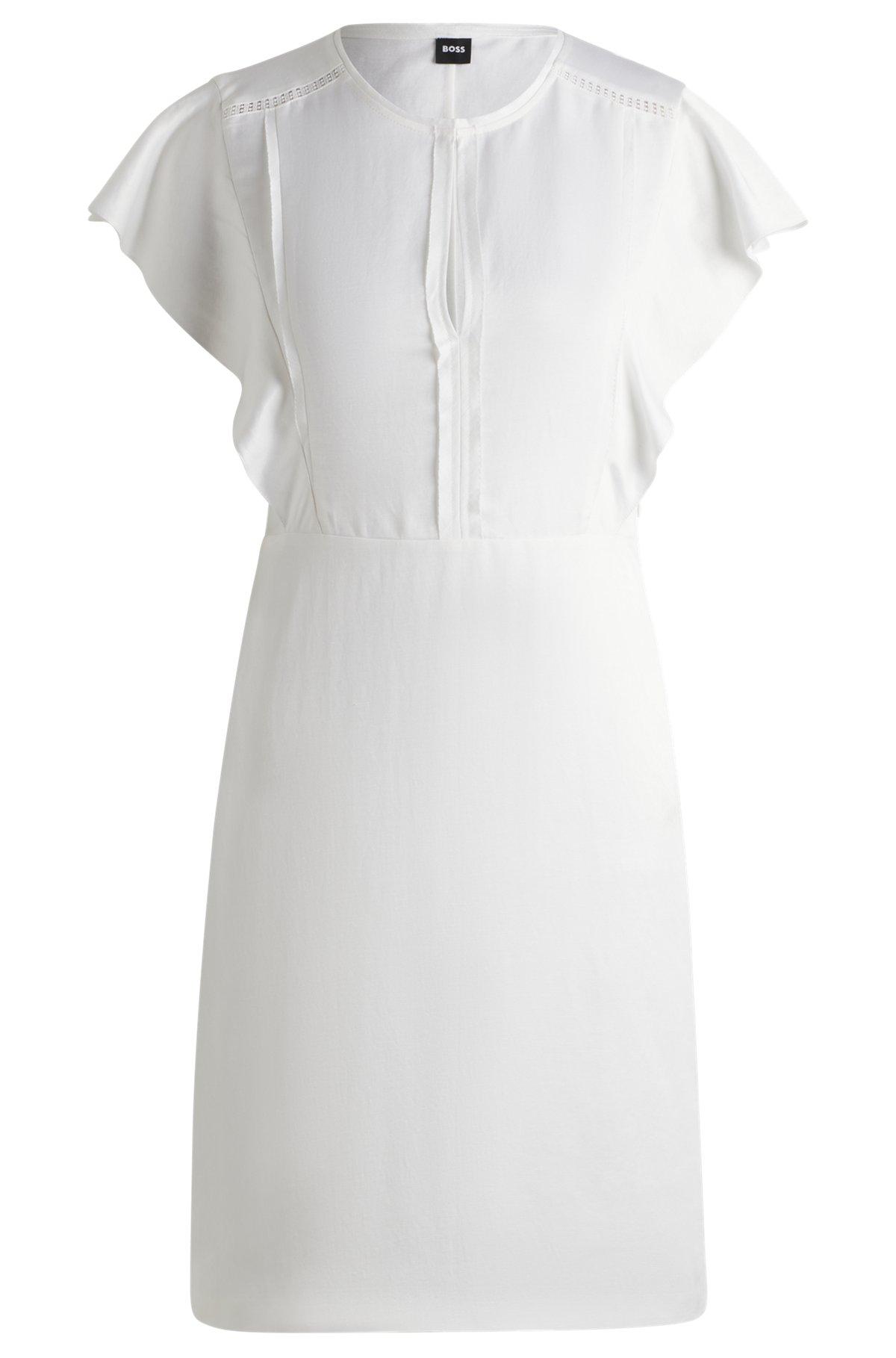 Keyhole-neckline dress with frilled sleeves Product Image