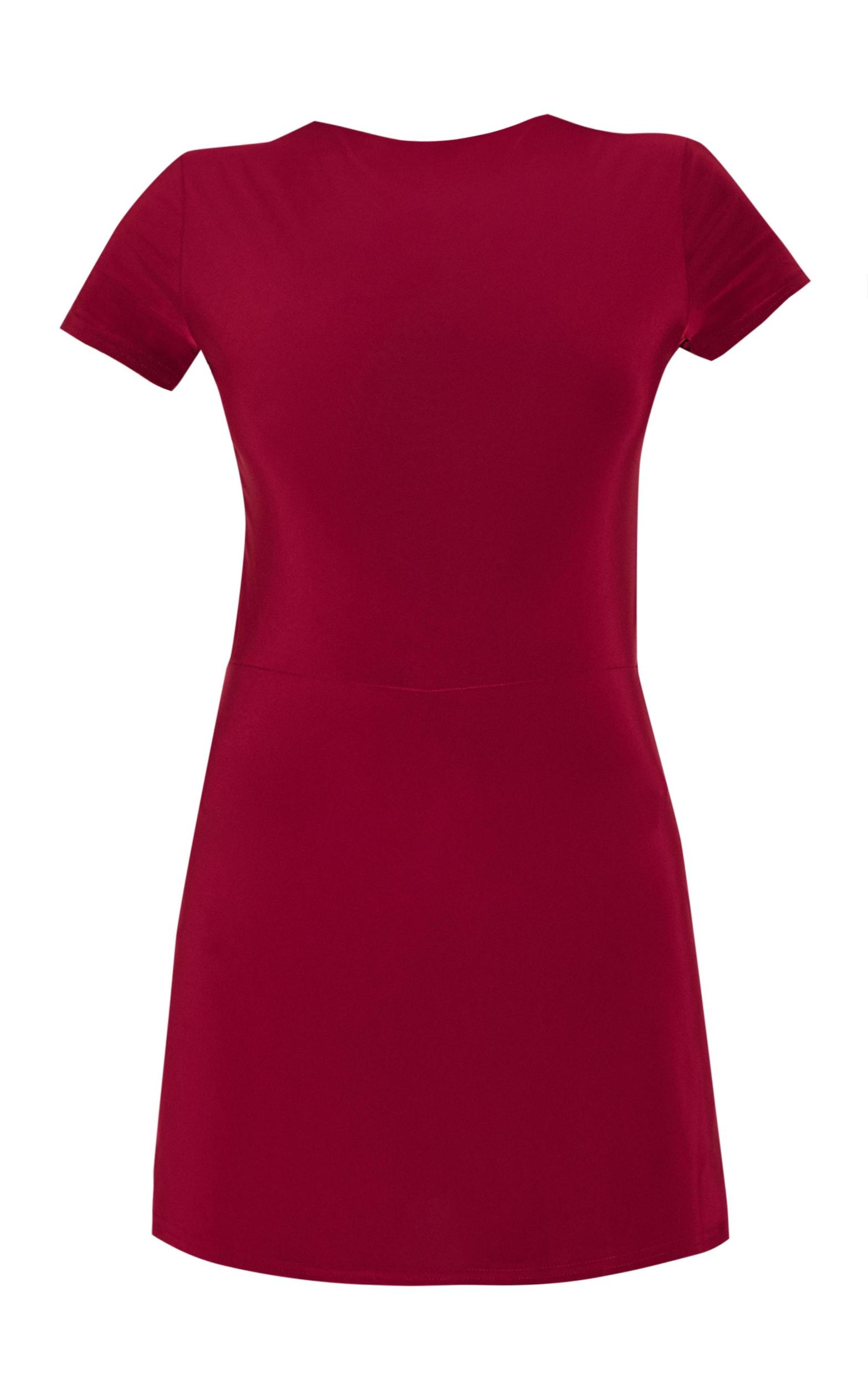 Burgundy Double Layer Cap Sleeve Slinky Skort Romper Product Image