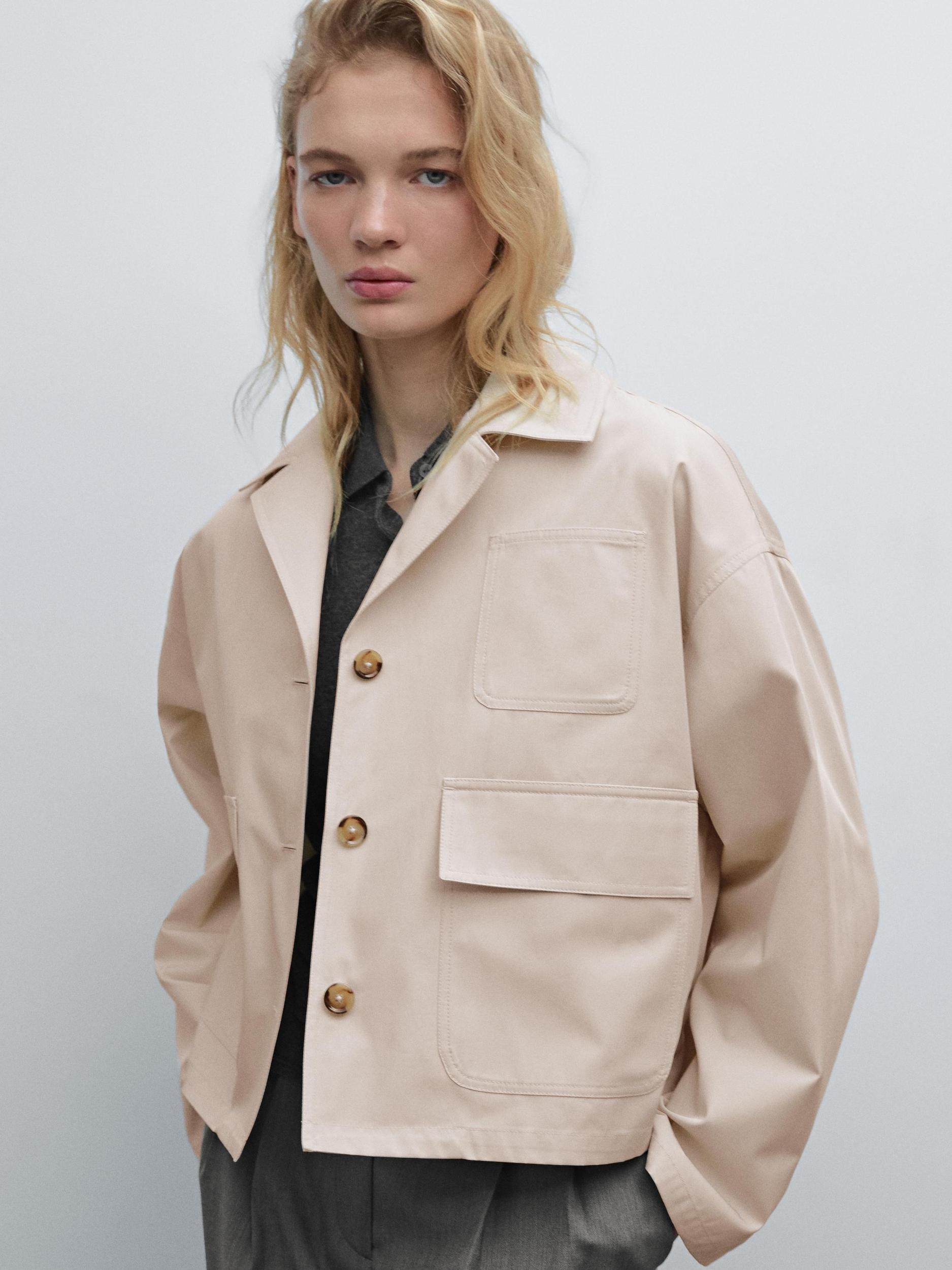 Water-repellent cotton cape jacket Product Image