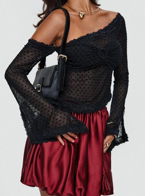 Rubee Bubble Hem Mini Skirt Red Product Image