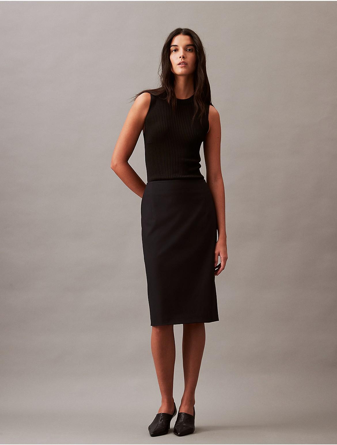 Calvin Klein Womens Refined Stretch Pencil Skirt - Black Product Image