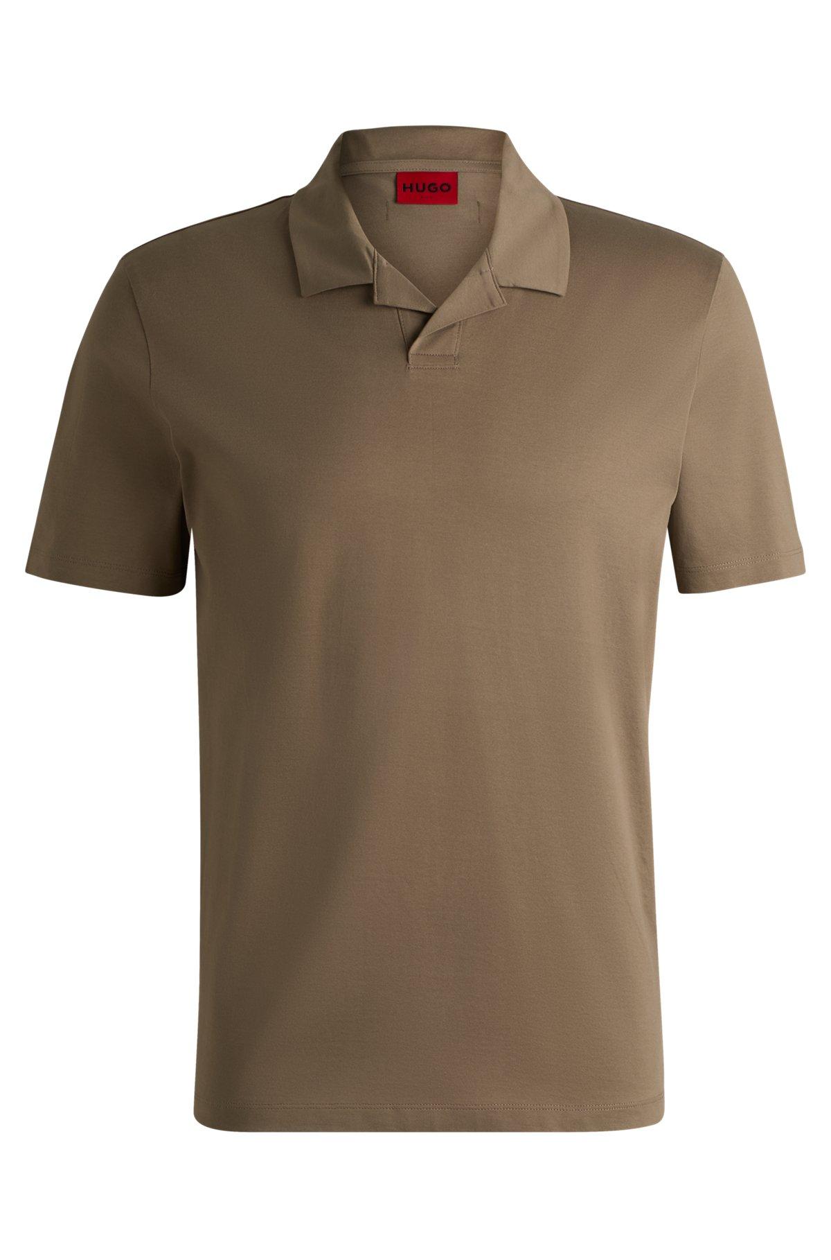 Mercerized slim-fit polo shirt with Johnny collar Product Image