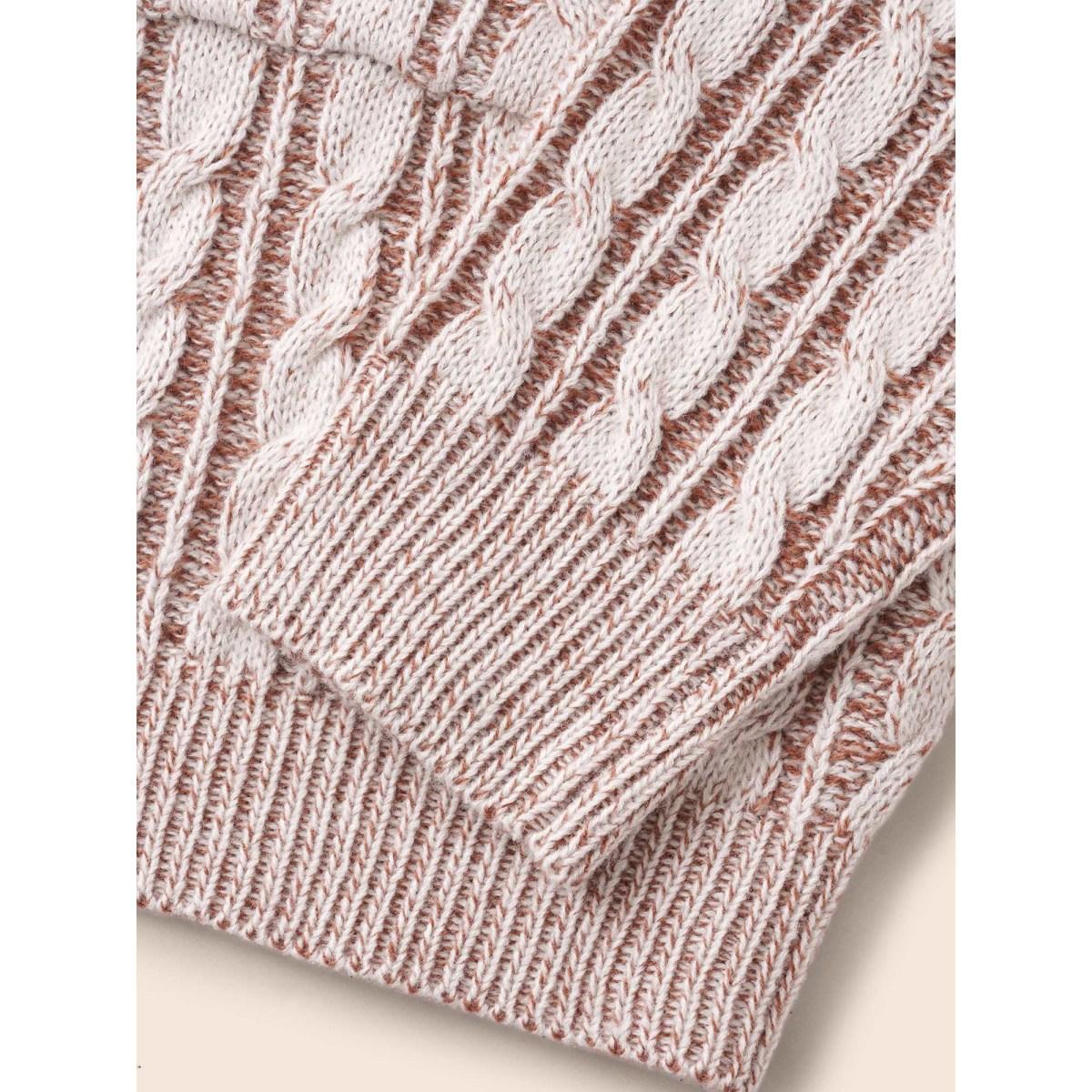 Plus Size Texture Cable Knit Patch Pocket Cardigan Browncoffeecolor Women Casual Loose Long Sleeve Everyday Cardigans BloomChic 30/6X Product Image