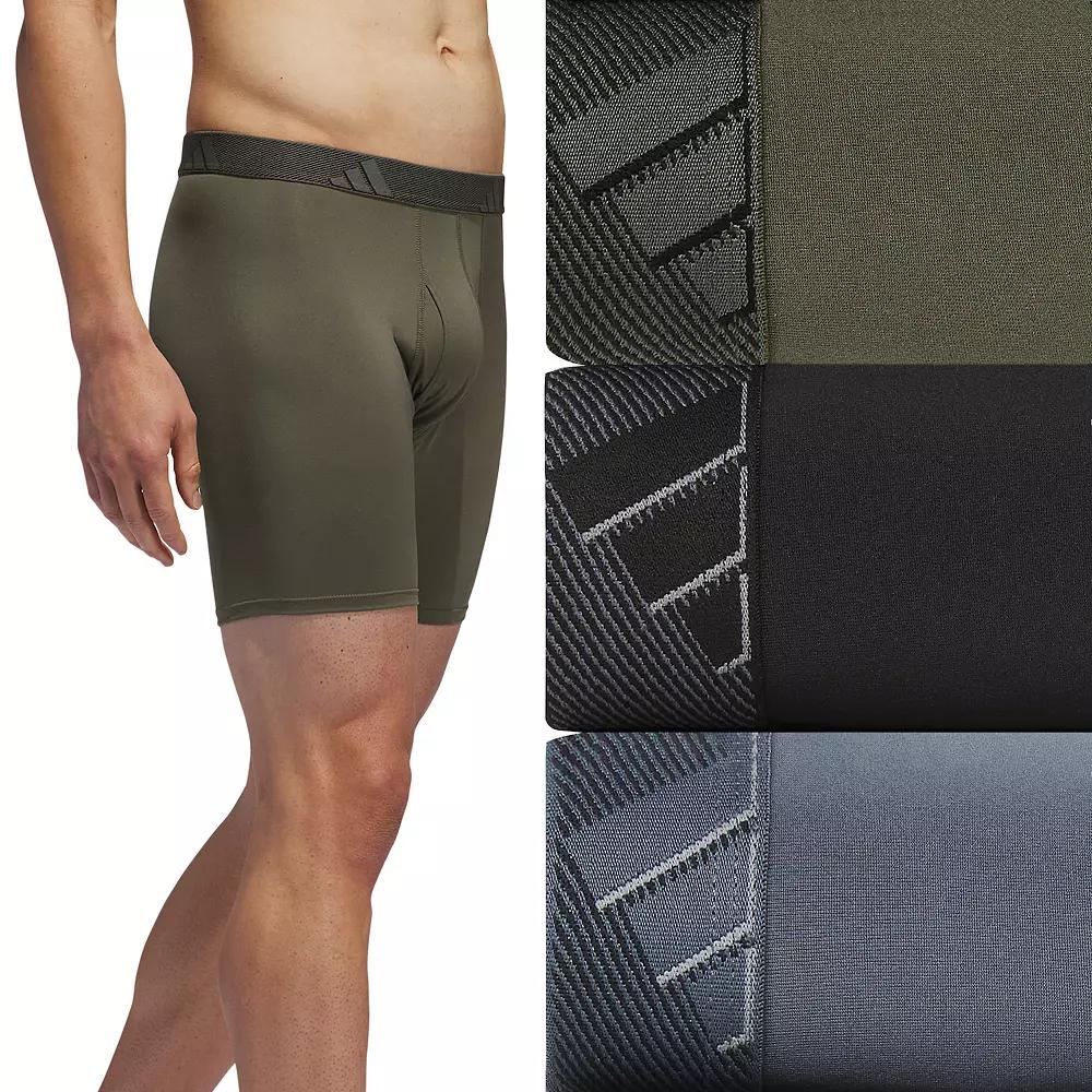 adidas Microfiber Boxer Briefs 3-Pack Strong Olive S Mens Product Image
