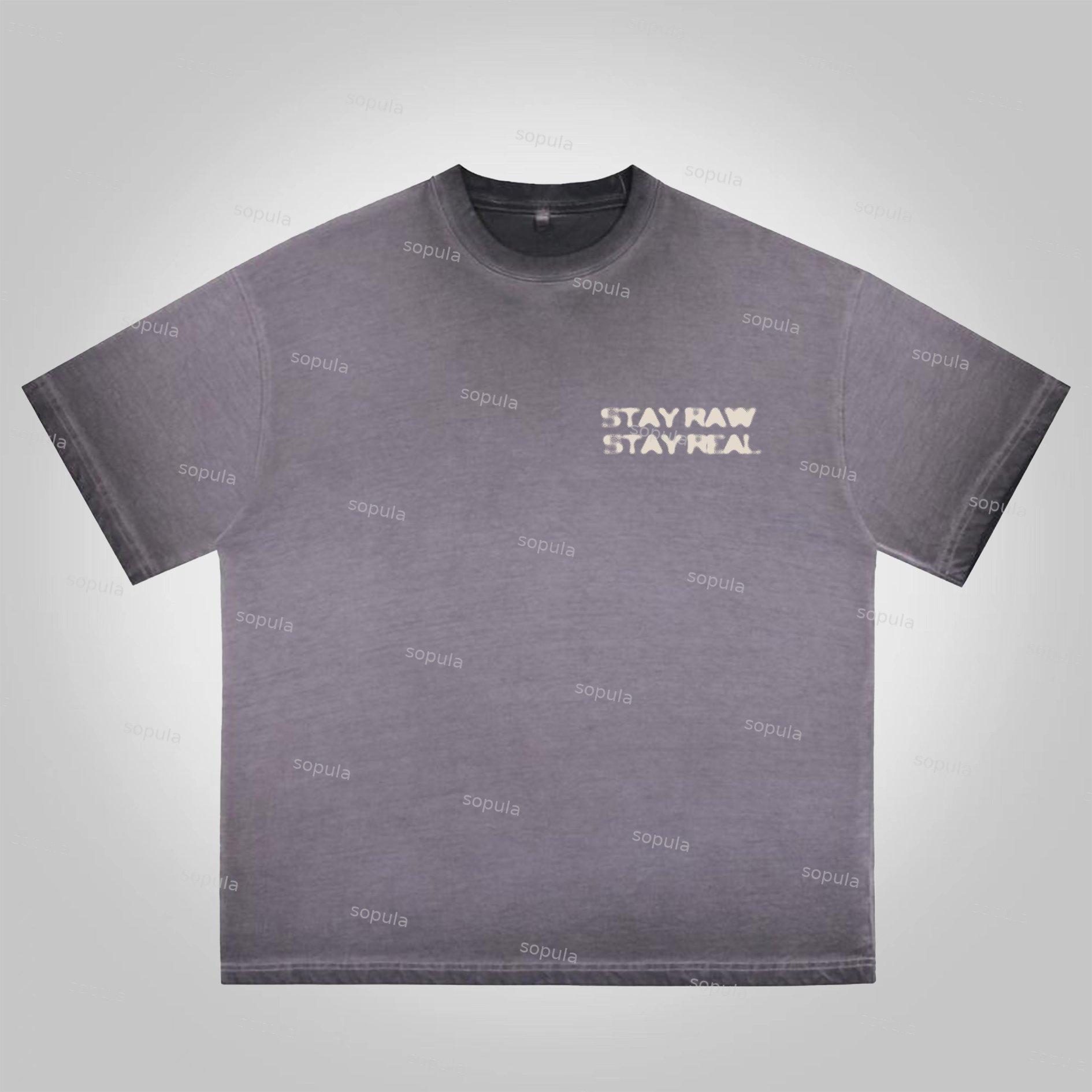 Sopula Stay Raw Stay Real Cross Dirty Braid Character Graphics Washed Cotton T-Shirt Product Image