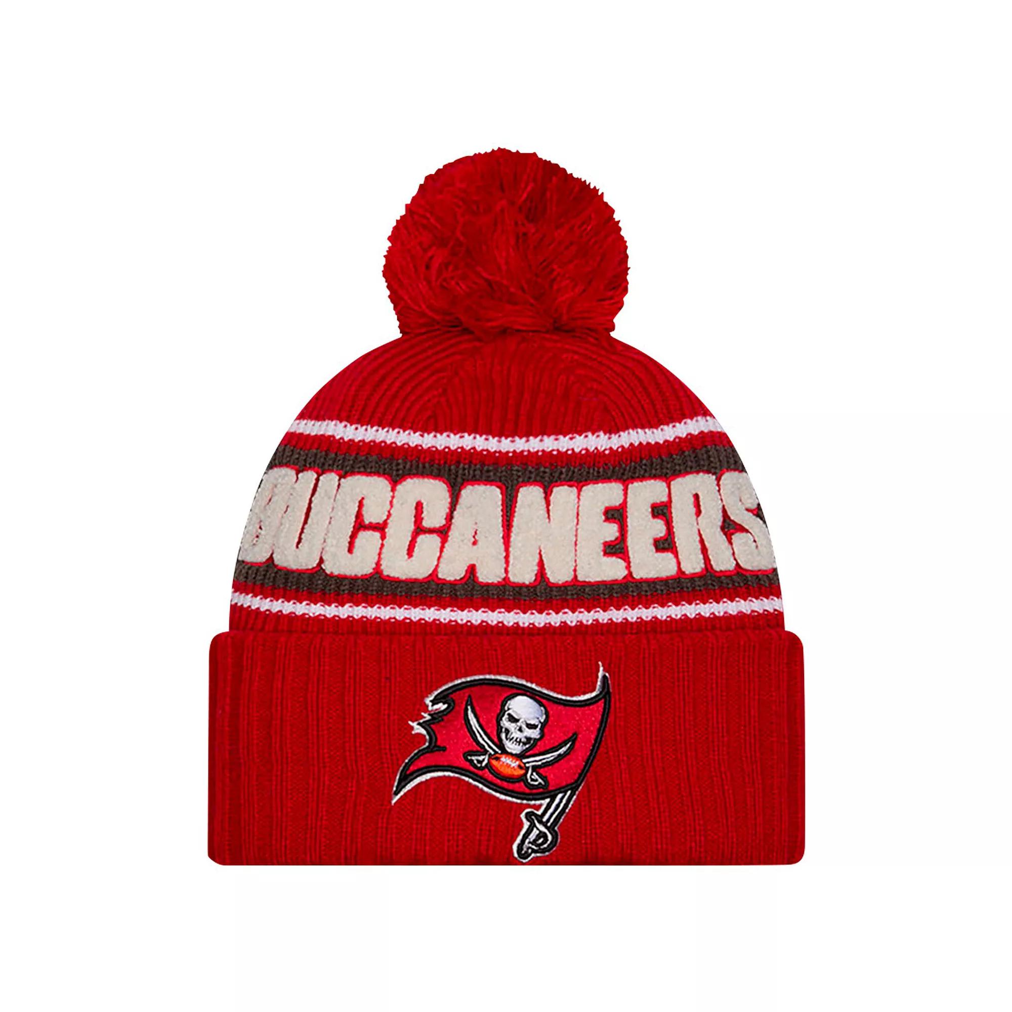 Men's New Era Red Tampa Bay Buccaneers 2024 Sideline Cuffed Knit Hat with Pom Product Image