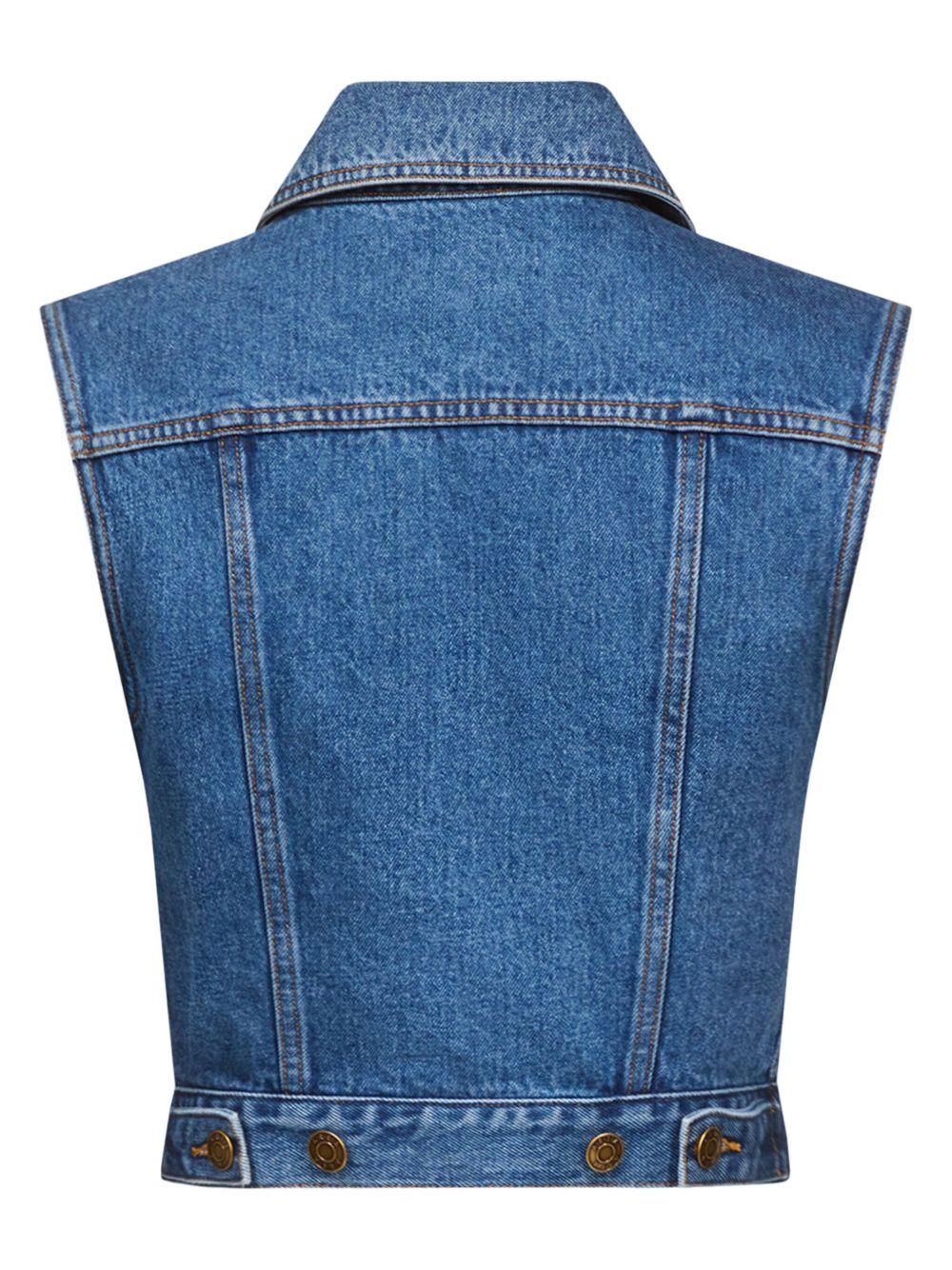 gemstone-embellished denim gilet Product Image