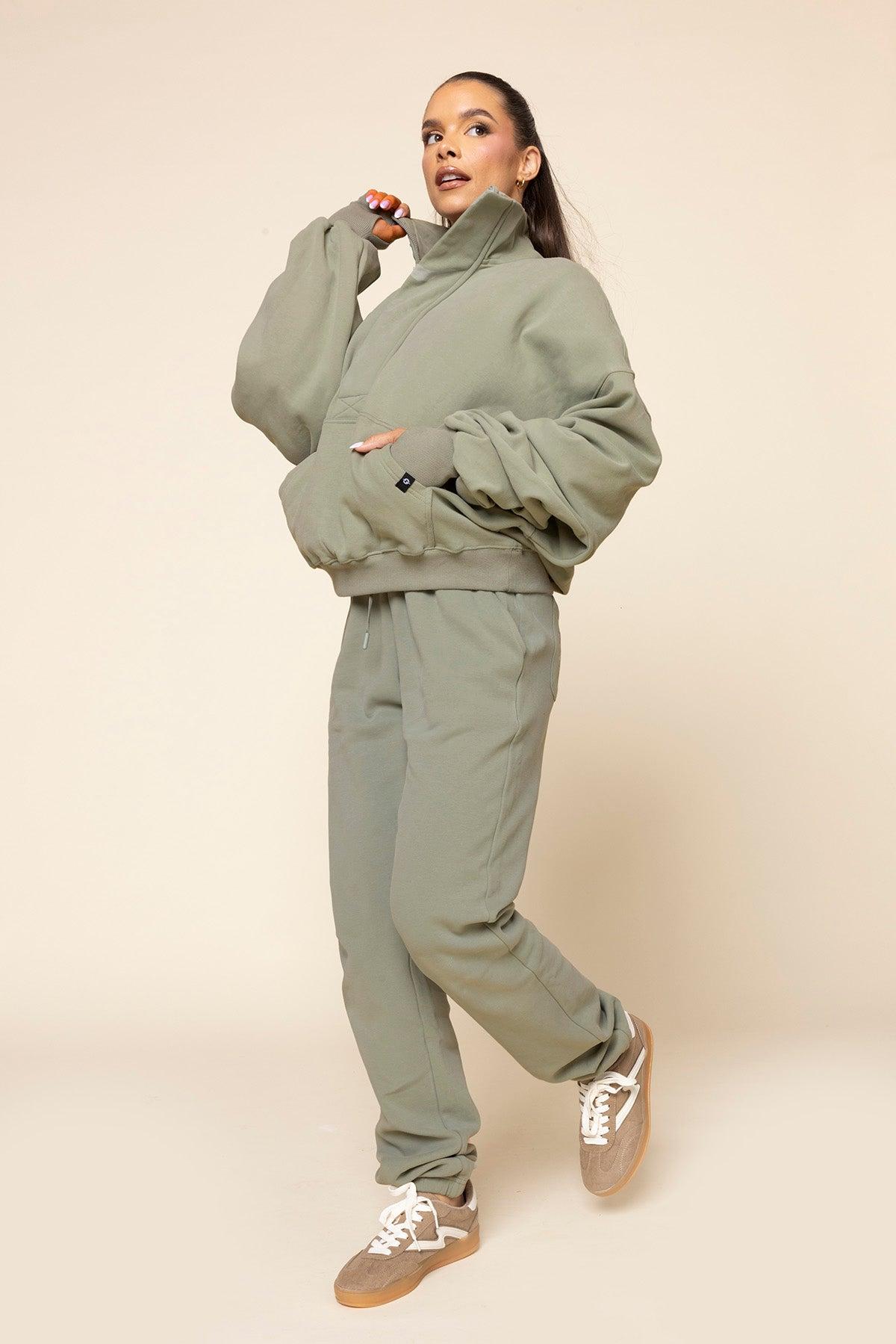 Ooey Gooey Half Zip Sweater - Light Sage Product Image