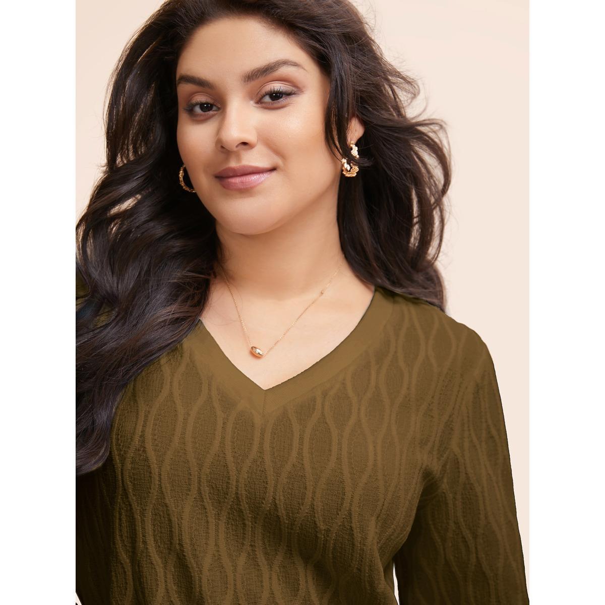 Plus Size Rib Knit Plain Elastic Cuffs Sweatshirt Women Indigo Timeless Non V-neck Elegant Sweatshirts BloomChic 12/L Product Image