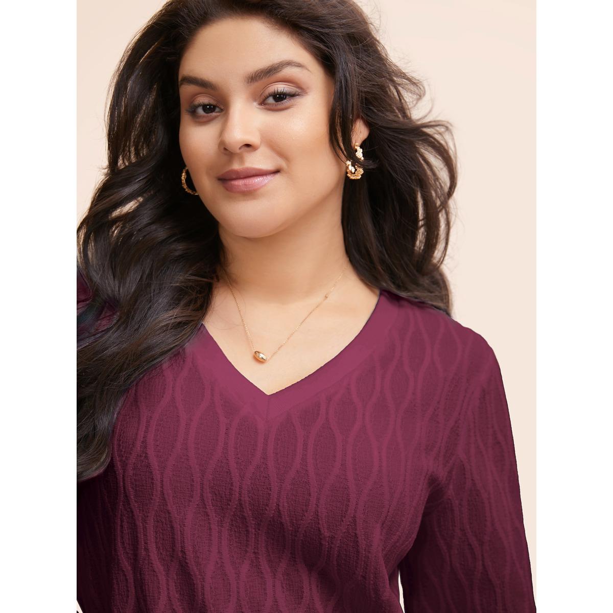 Plus Size Rib Knit Plain Elastic Cuffs Sweatshirt Women Indigo Timeless Non V-neck Elegant Sweatshirts BloomChic 12/L Product Image