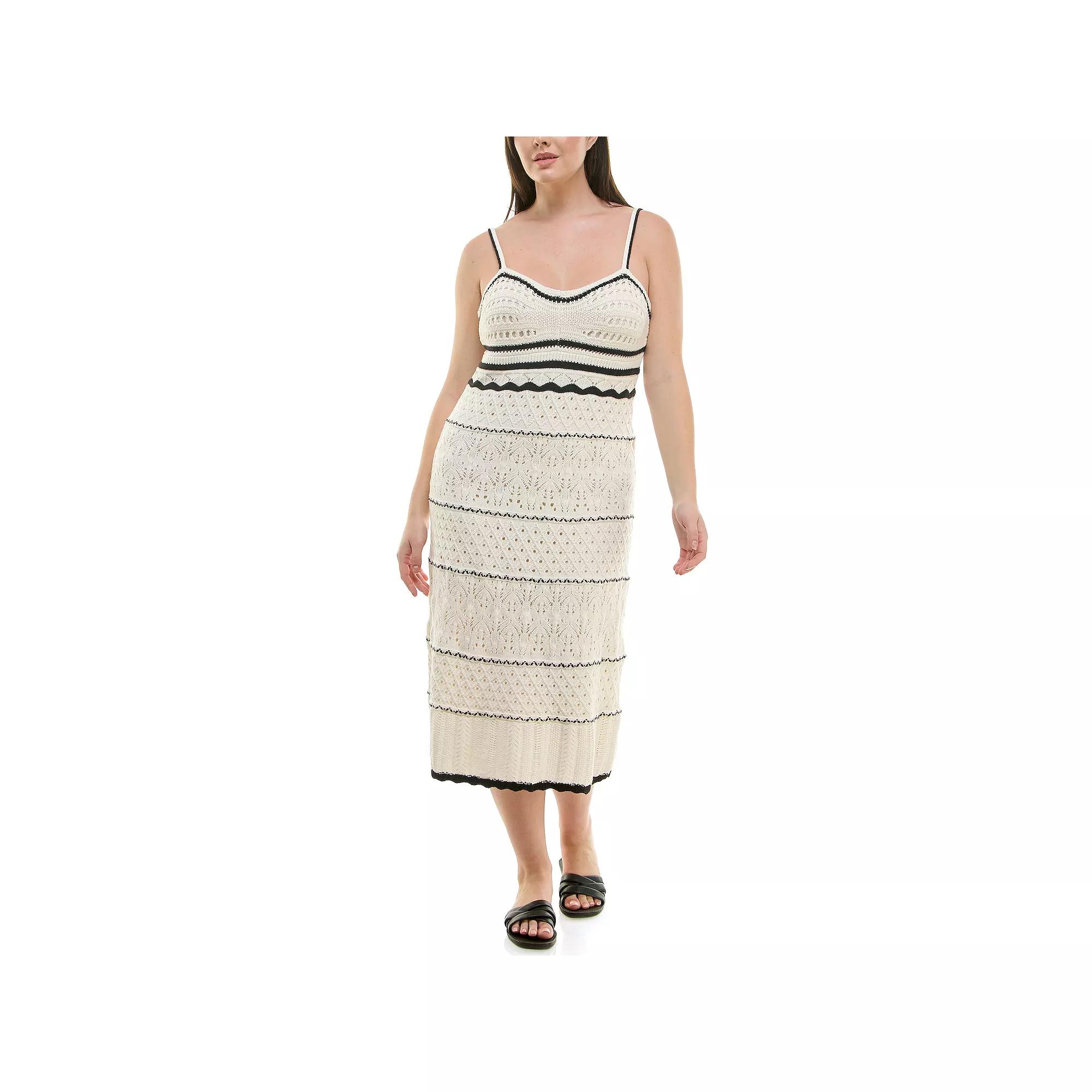 Women's Nicole Miller Crochet Skinny Strap Dress, Size: Large, Ivory Black Product Image