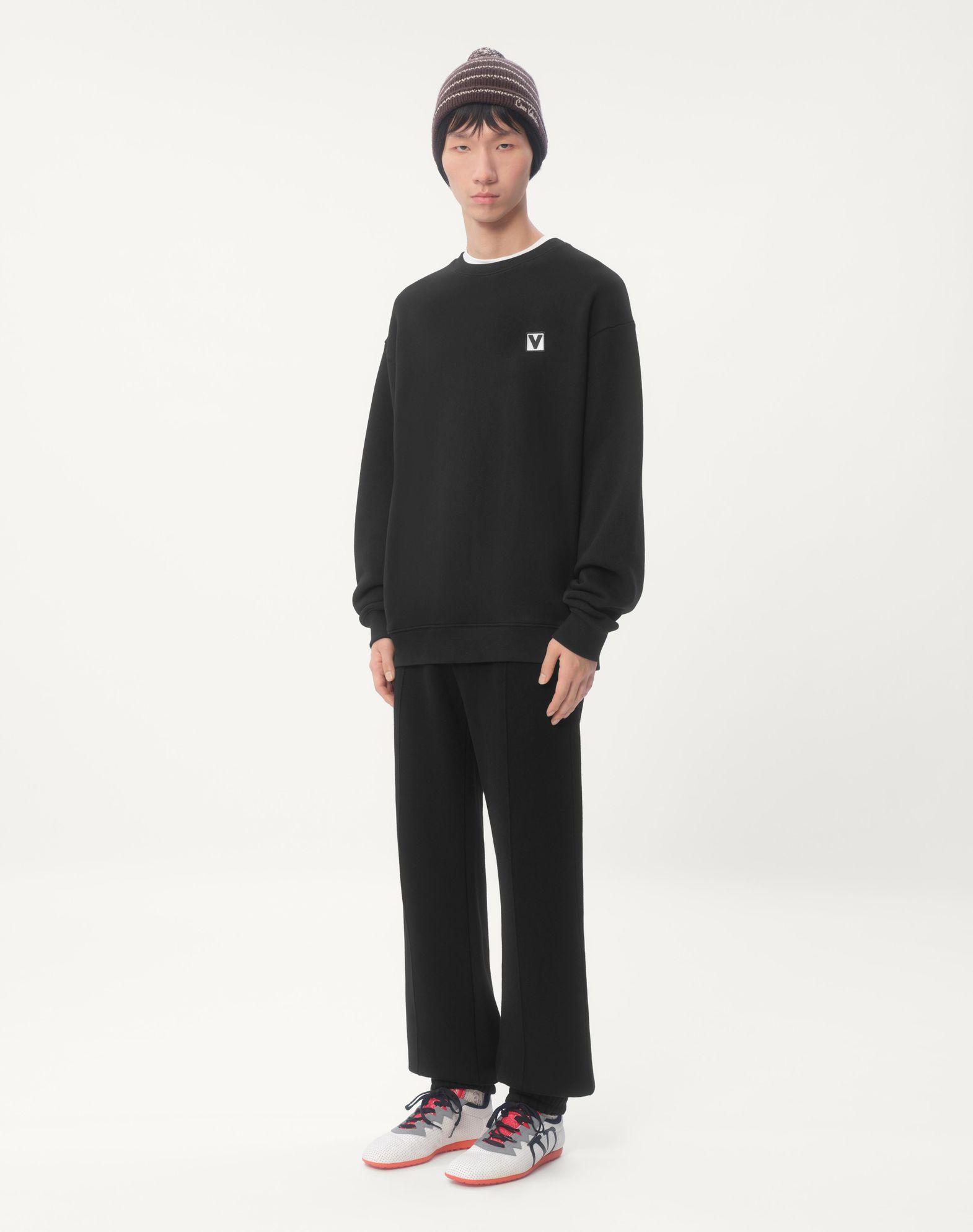 Cotton Crewneck Sweatshirt With Chez Valentino Patch Product Image