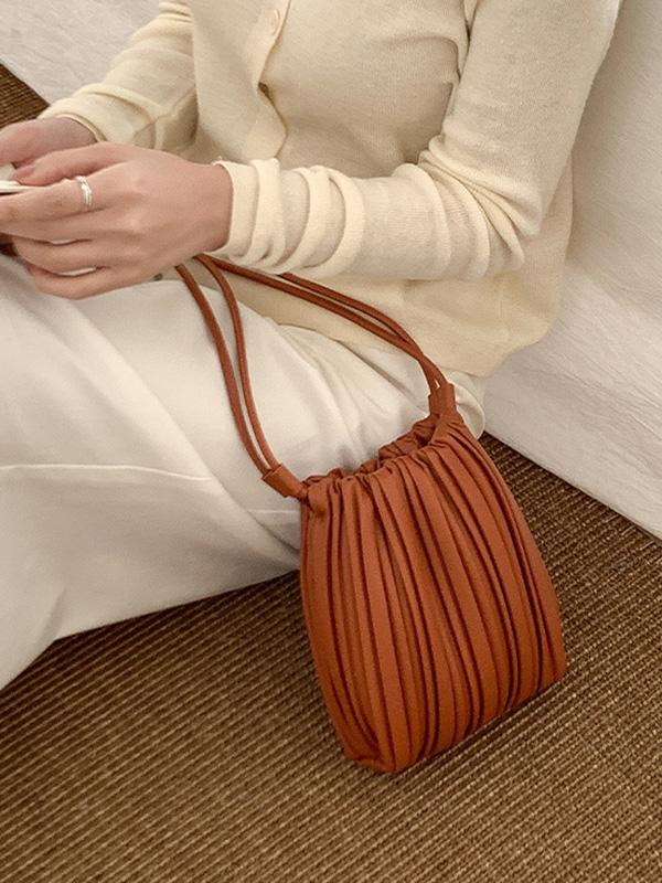 Drawstring Pleated Split-Joint Crossbody Bags Product Image