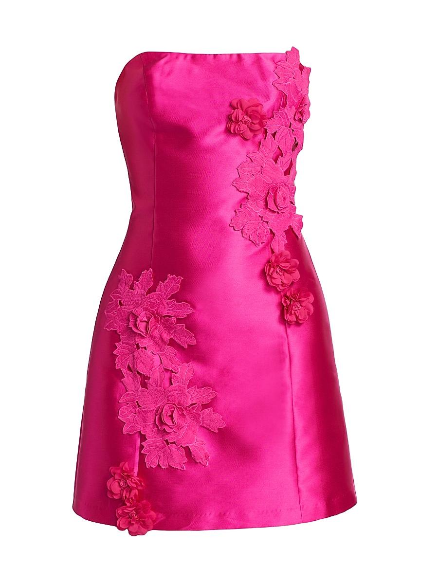 Womens Walter Floral Applique Satin Minidress Product Image