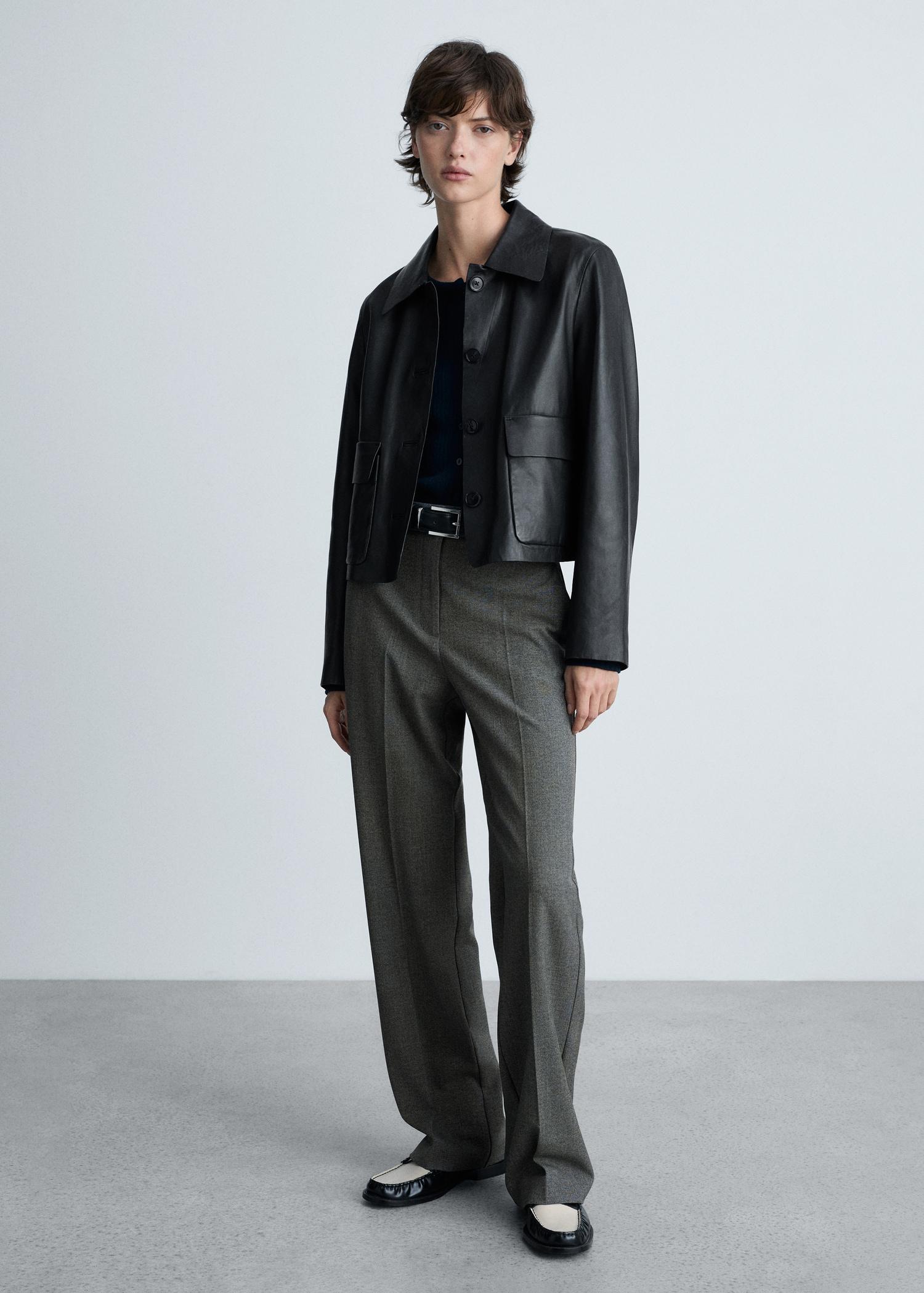 Straight mid-rise pants - Women | MANGO USA Product Image