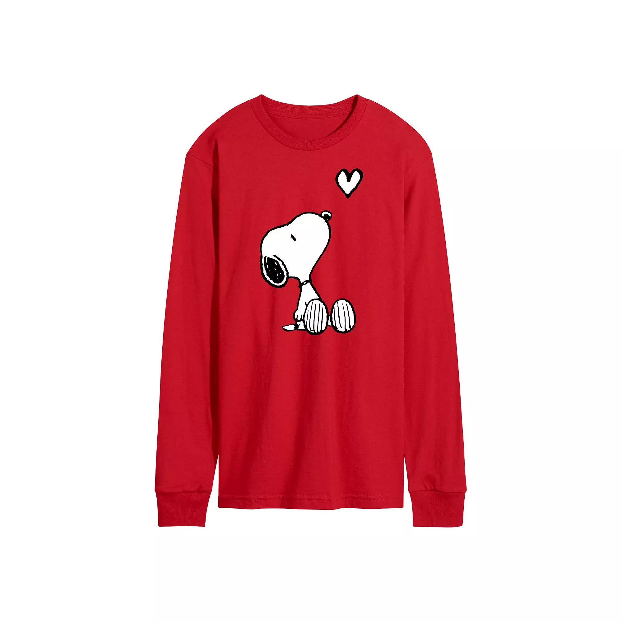 Men's Peanuts Snoopy Heart Long Sleeve Graphic Tee,  Product Image