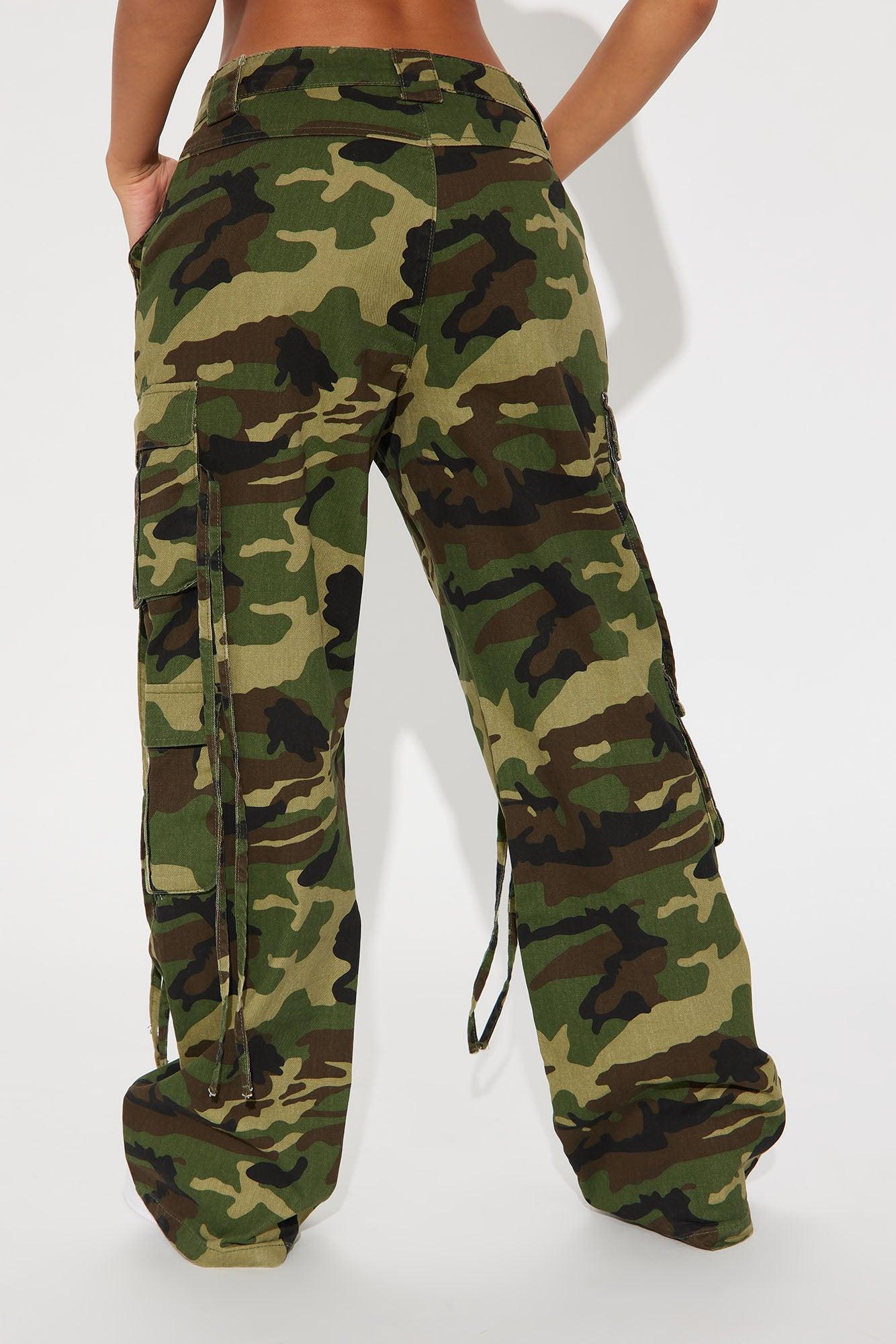 Golden Hour Wide Leg Camo Cargo Pant - Olive/combo Product Image
