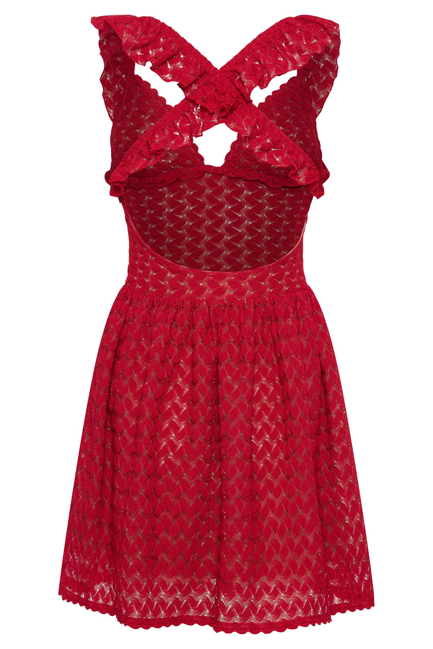 Ezra Lace Mini Dress - Deep Red Product Image