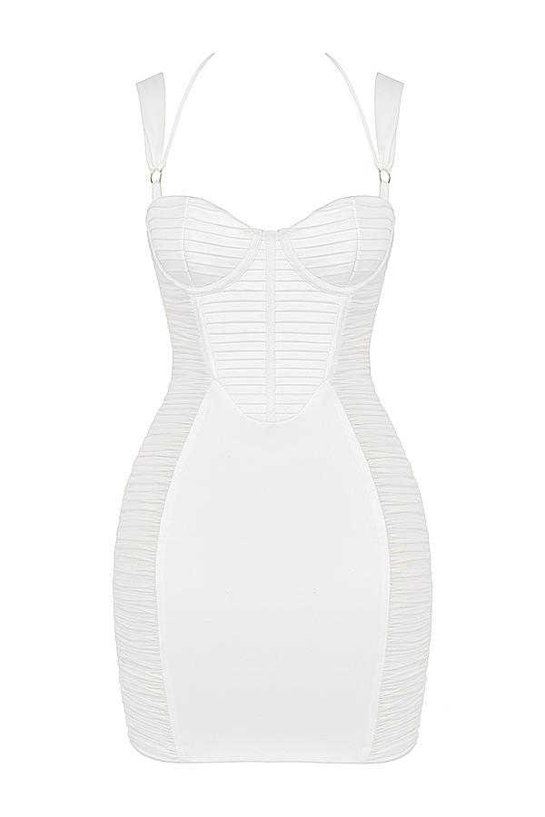 Lucinda  white ruched corset mini dress Product Image
