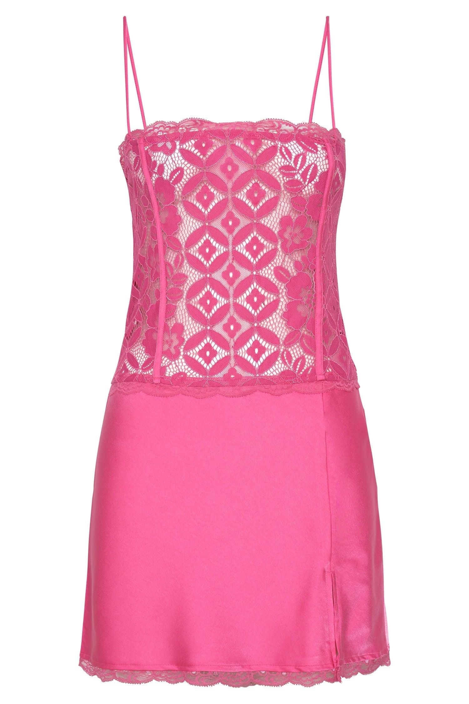 Quincy Lace Mini Dress - Bubblegum Pink Product Image
