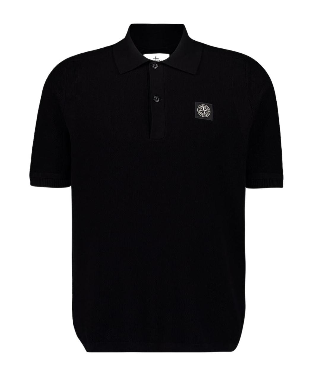 STONE ISLAND Mens Black Brand-patch Regular-fit Stretch-cotton Polo Shirt Xl Product Image