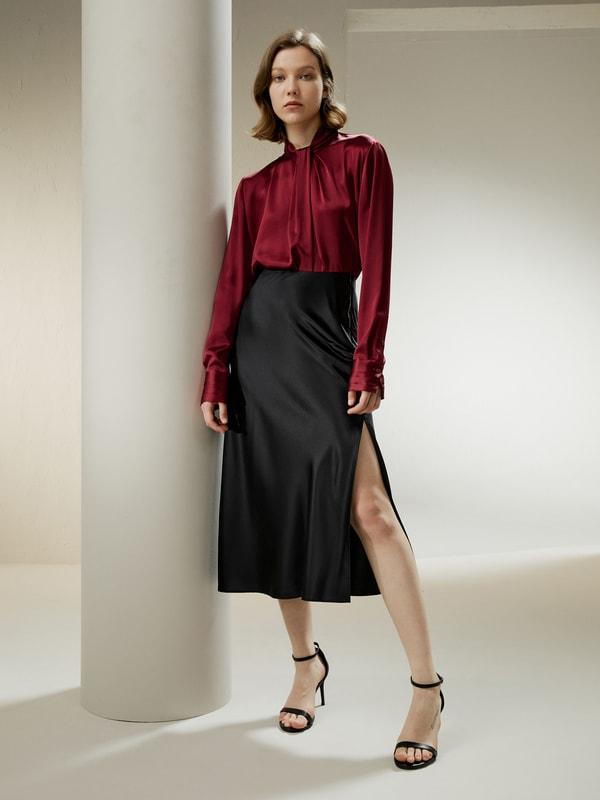 Asymmetrical Embellished Pleats Shirt Product Image
