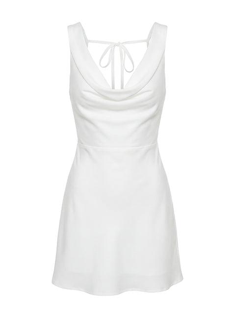 Rozalinda Halter Plunge Mini Dress White Product Image