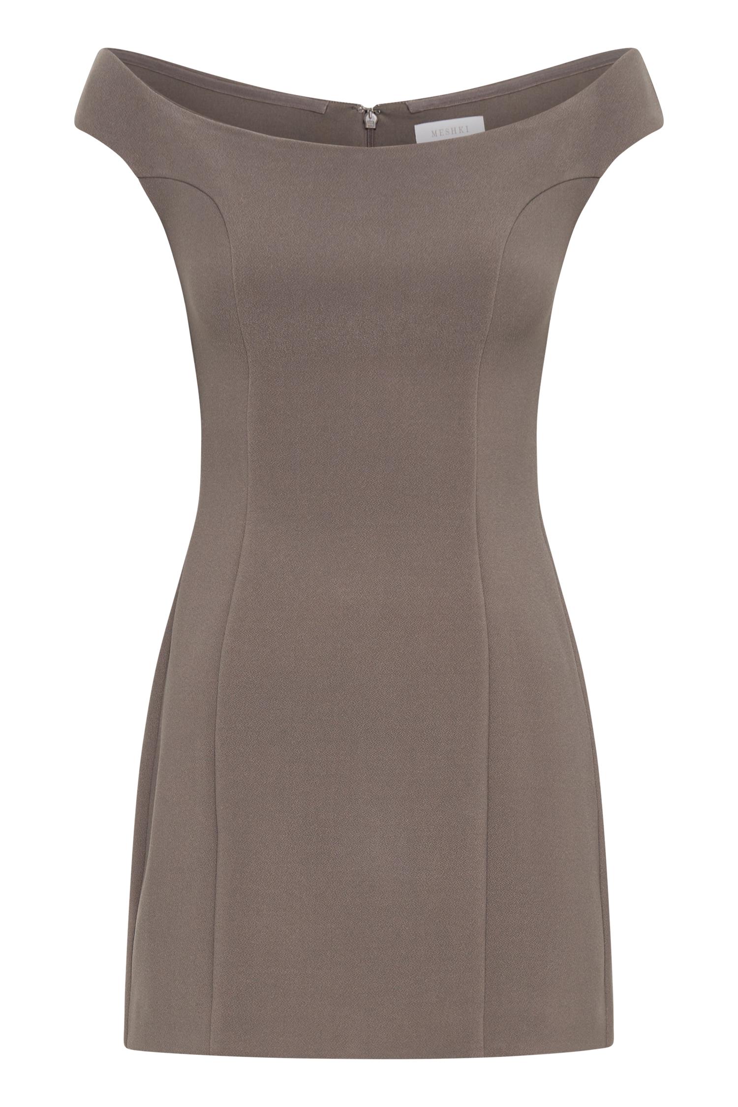 Cassidy Crepe Off Shoulder Mini Dress - Smoke Product Image