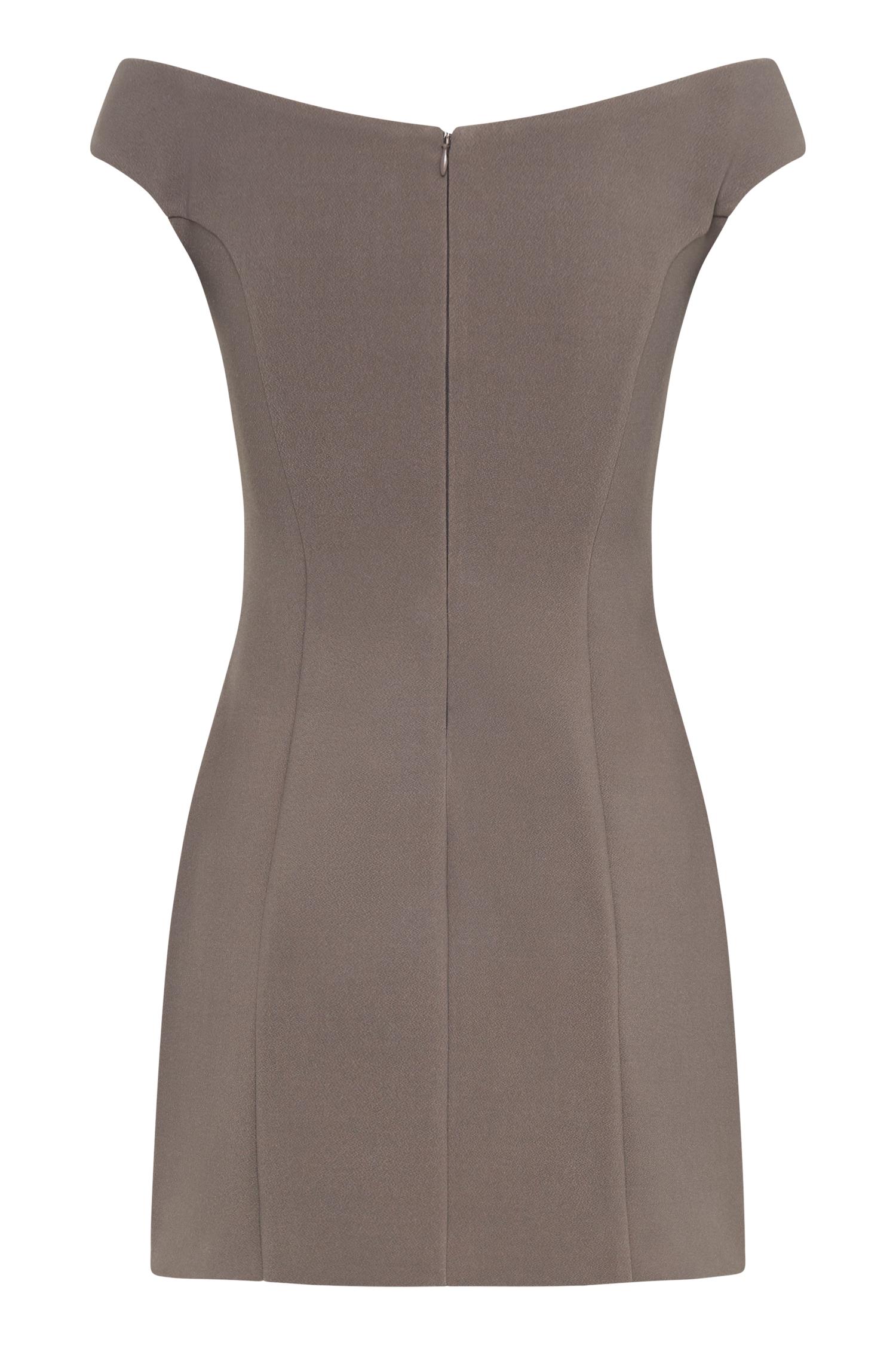 Cassidy Crepe Off Shoulder Mini Dress - Smoke Product Image