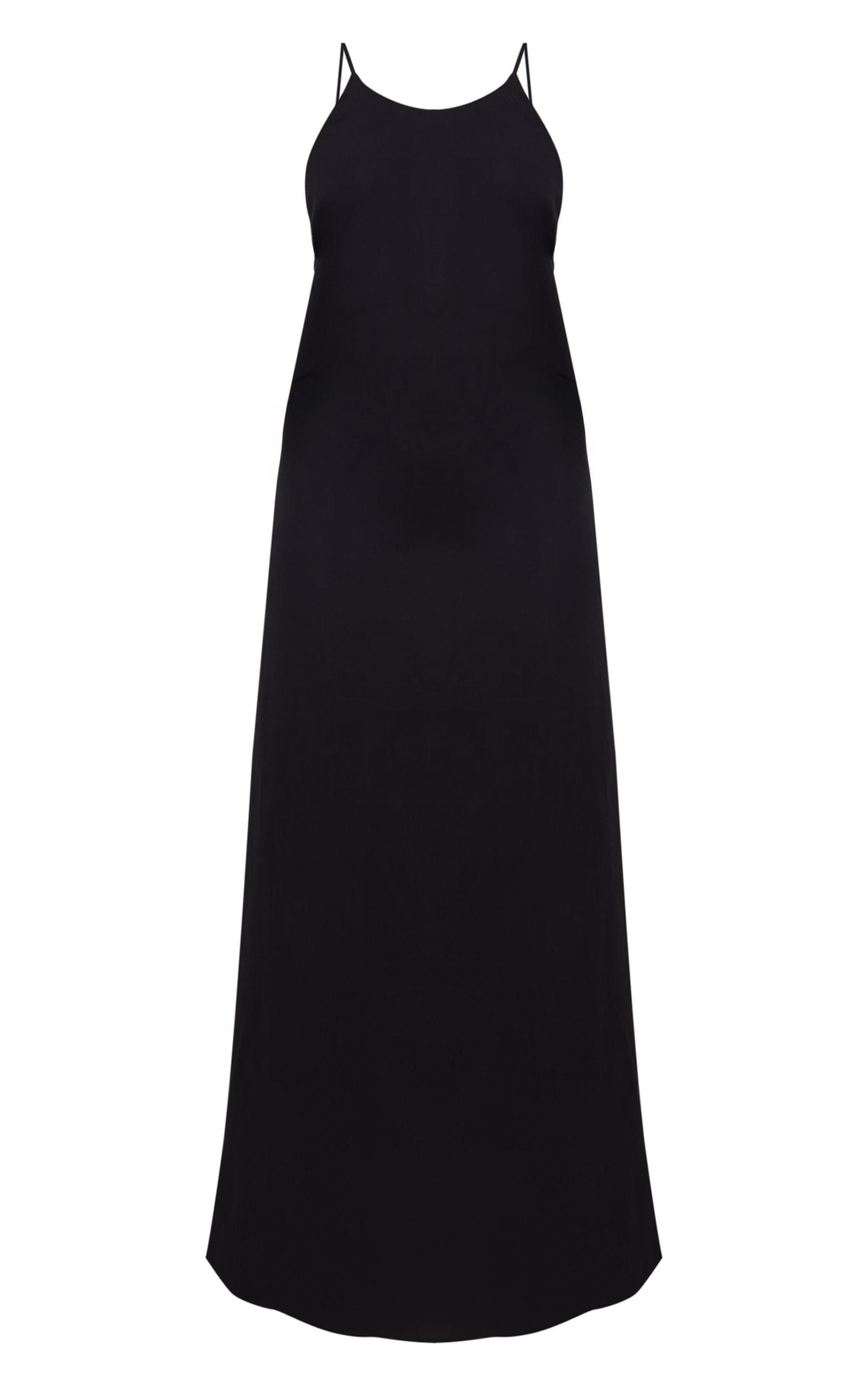 Petite Black Woven Cami Trim Detail Maxi Dress Product Image