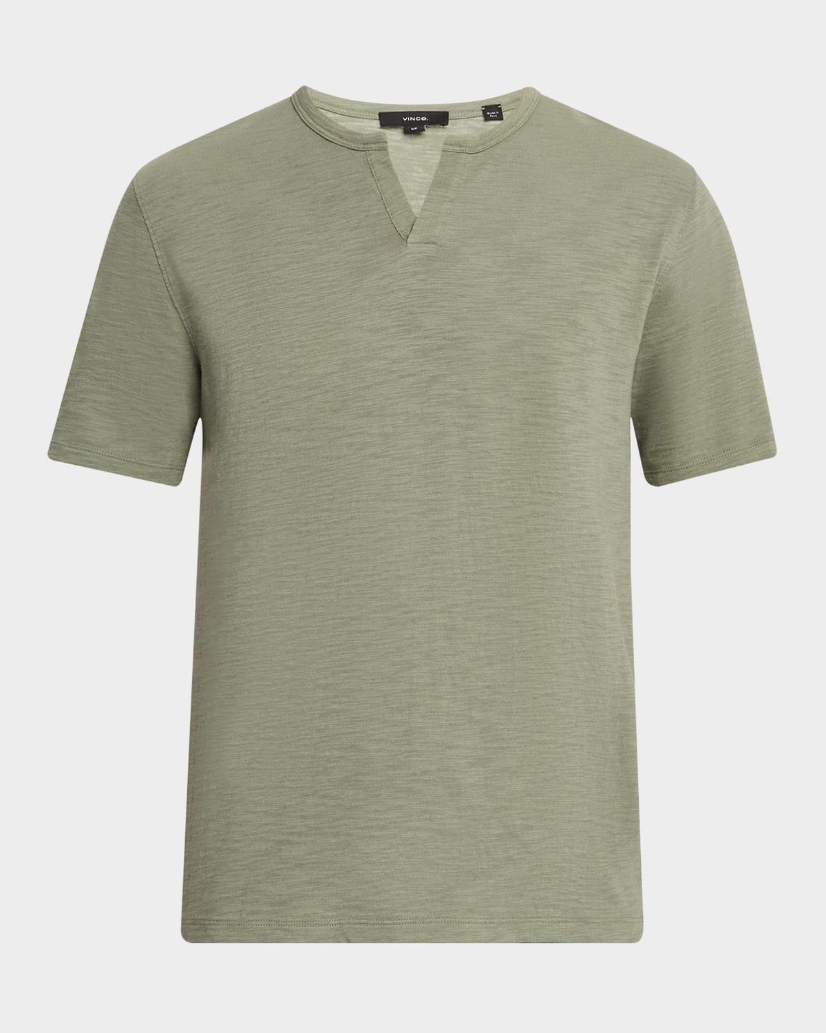 Mens Slub Cotton Split-Neck T-Shirt Vince Product Image