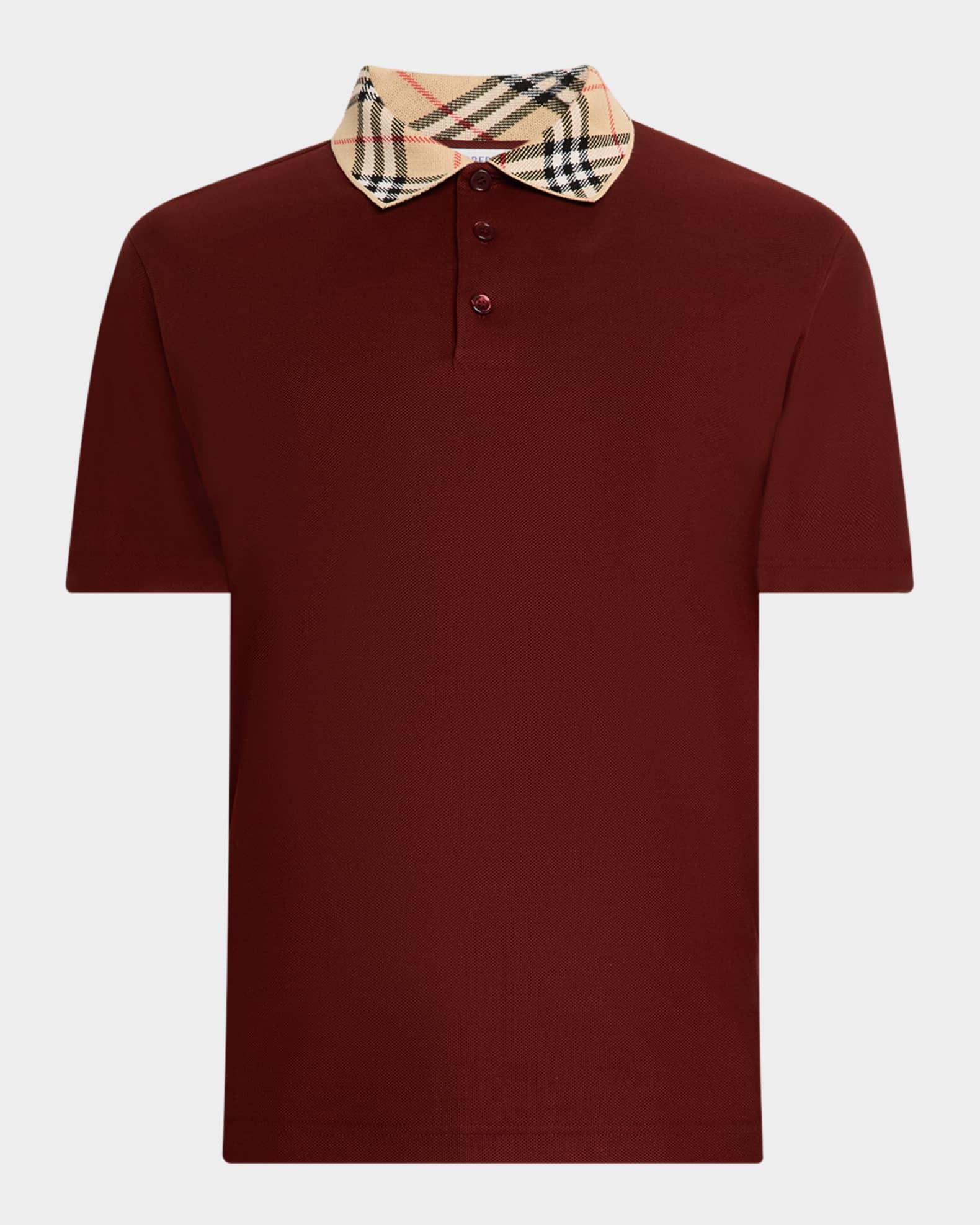 Men's Cotton Check-Collar Polo Shirt Product Image