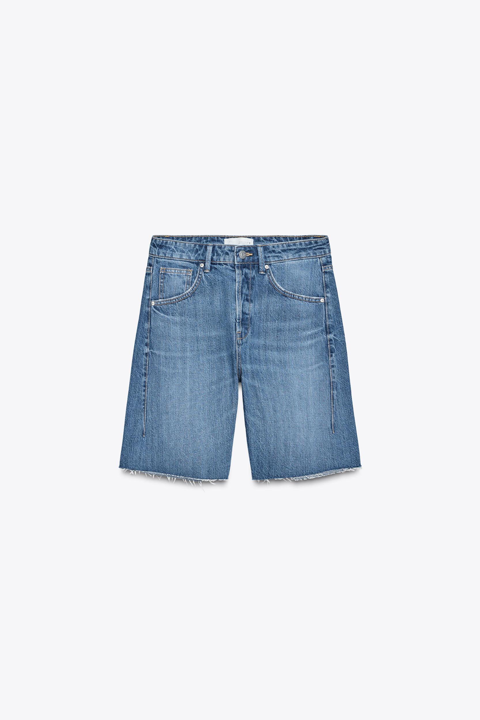 MID-RISE TRF BELT LOOP DENIM SHORTS Product Image