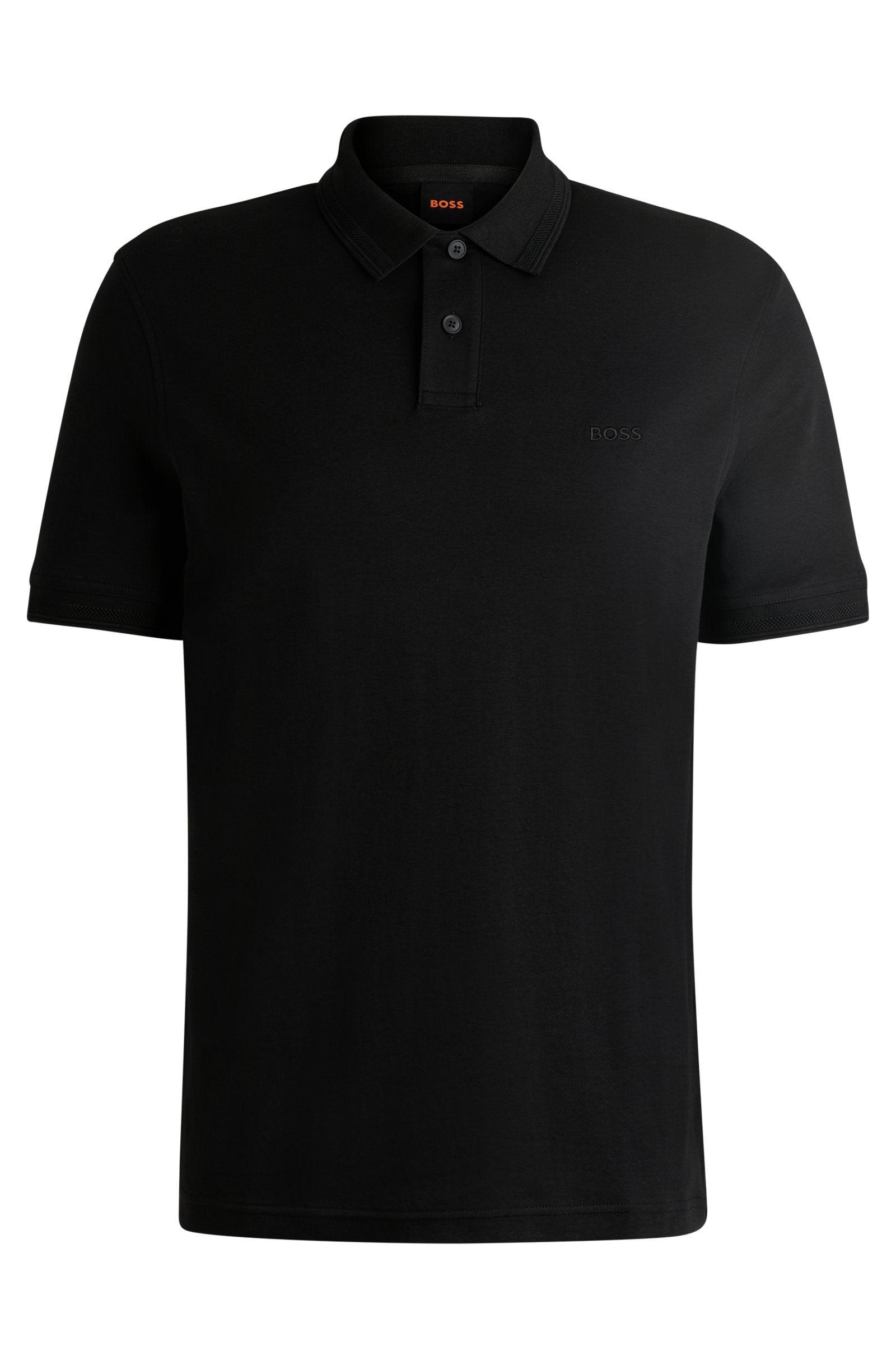 BOSS Interlock-cotton polo shirt with logo print Product Image