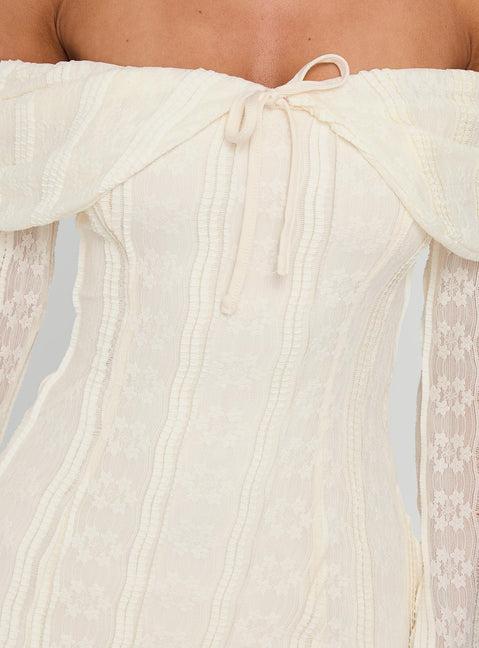 Colettie Long Sleeve Mini Dress Cream Product Image