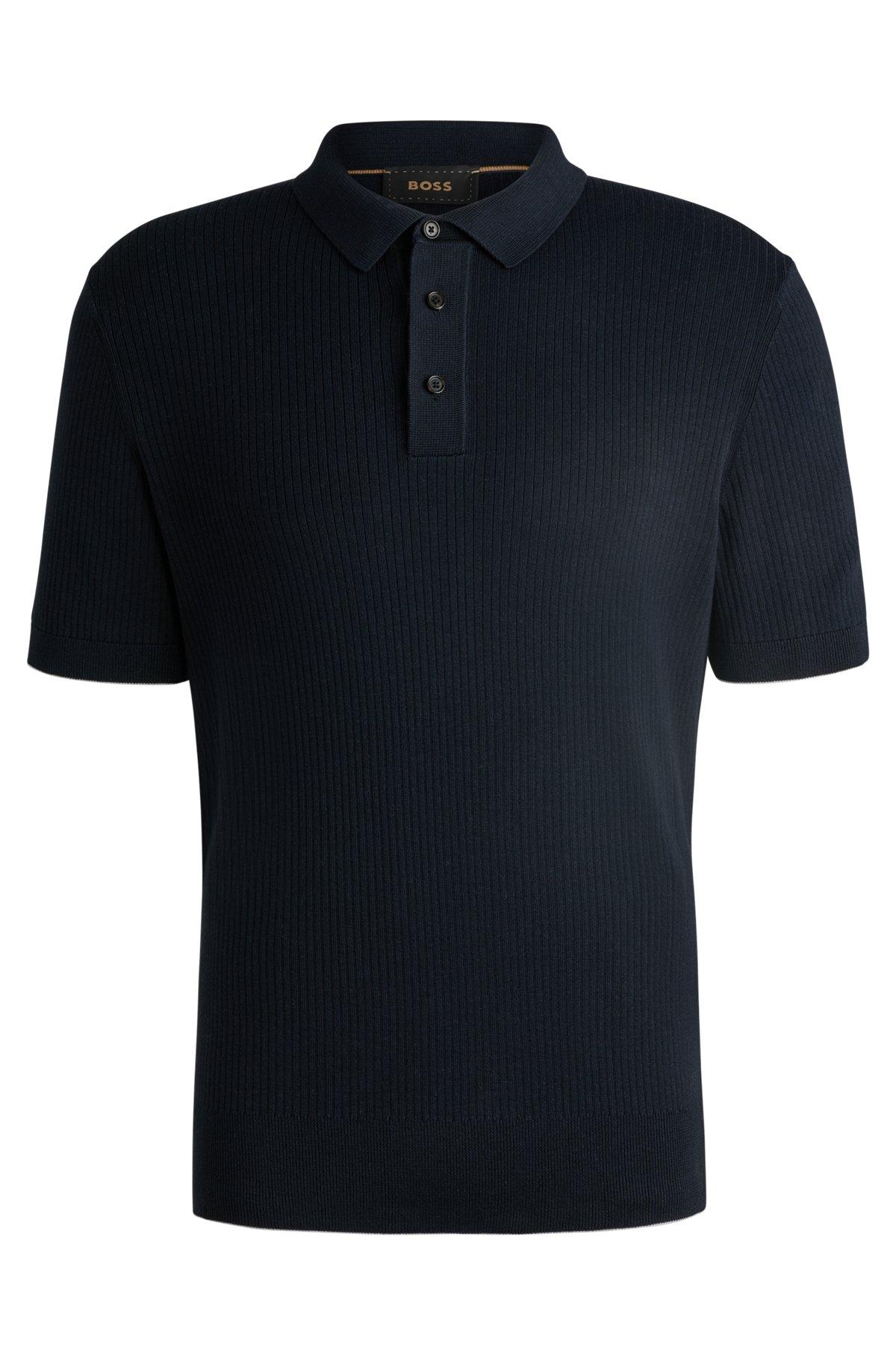 Regular-fit polo sweater in silk and cotton Product Image