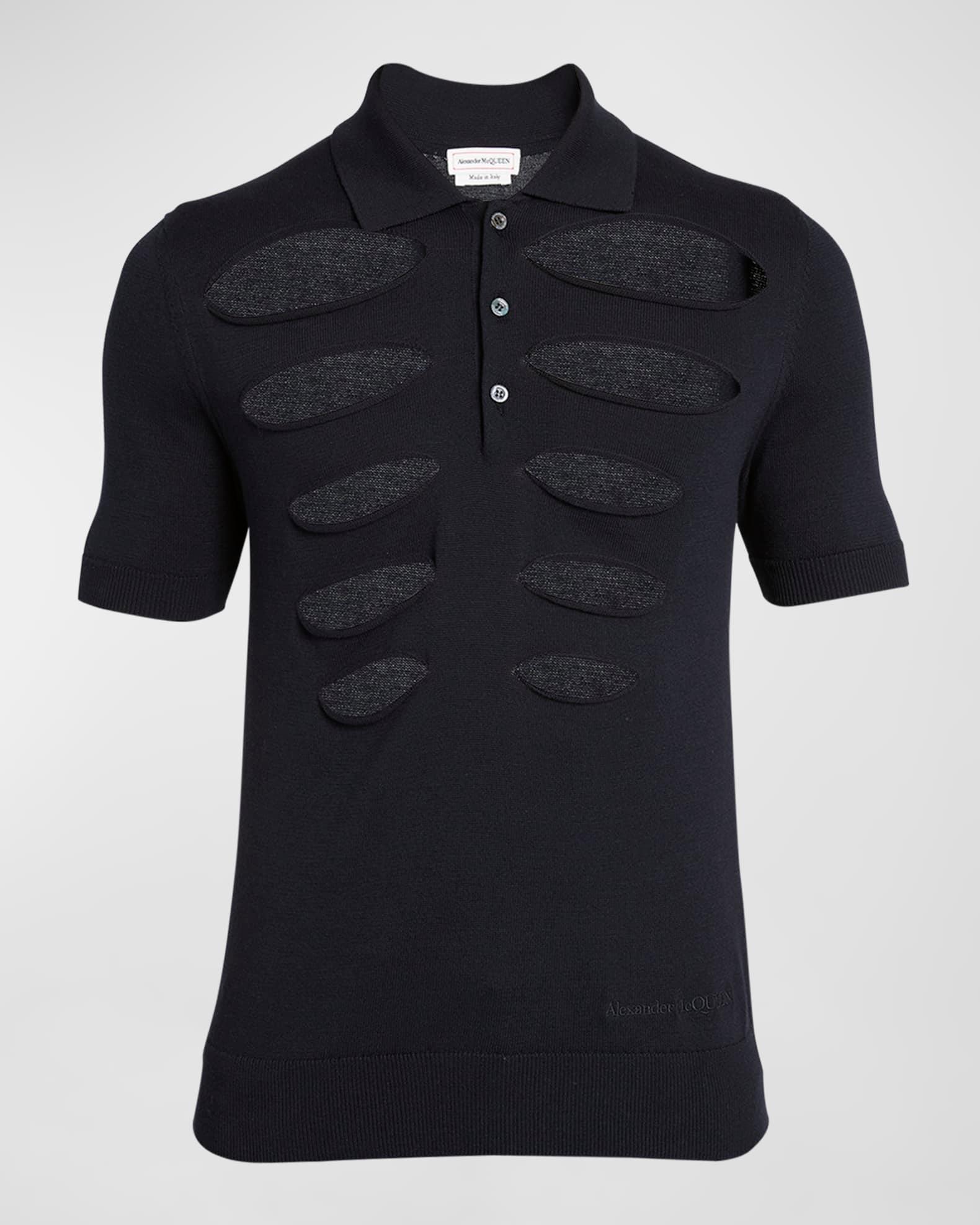 Men's Slit Cotton Polo Shirt Product Image