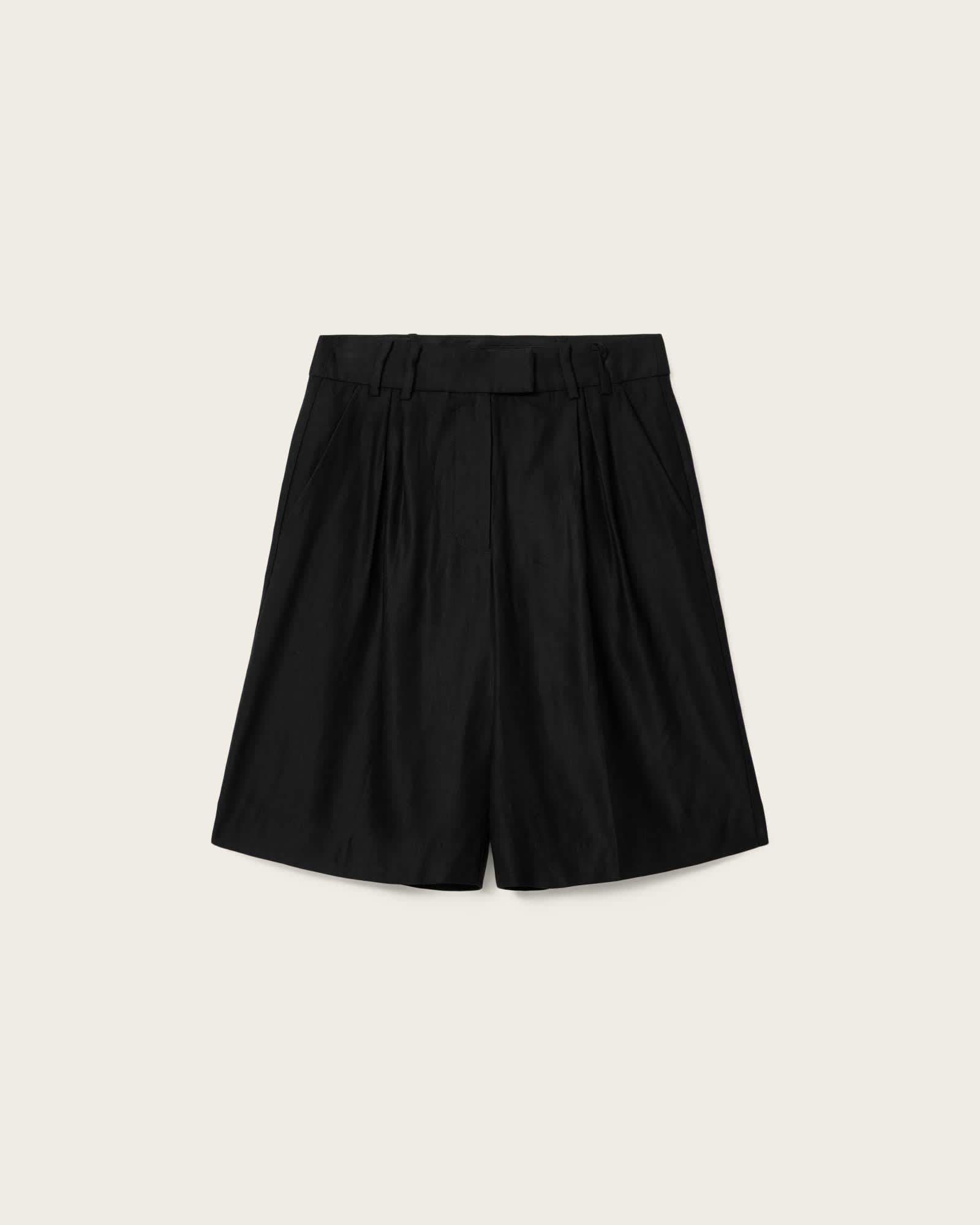 Charley Relaxed Fit Pleated Shorts Black | ALLSAINTS US Product Image
