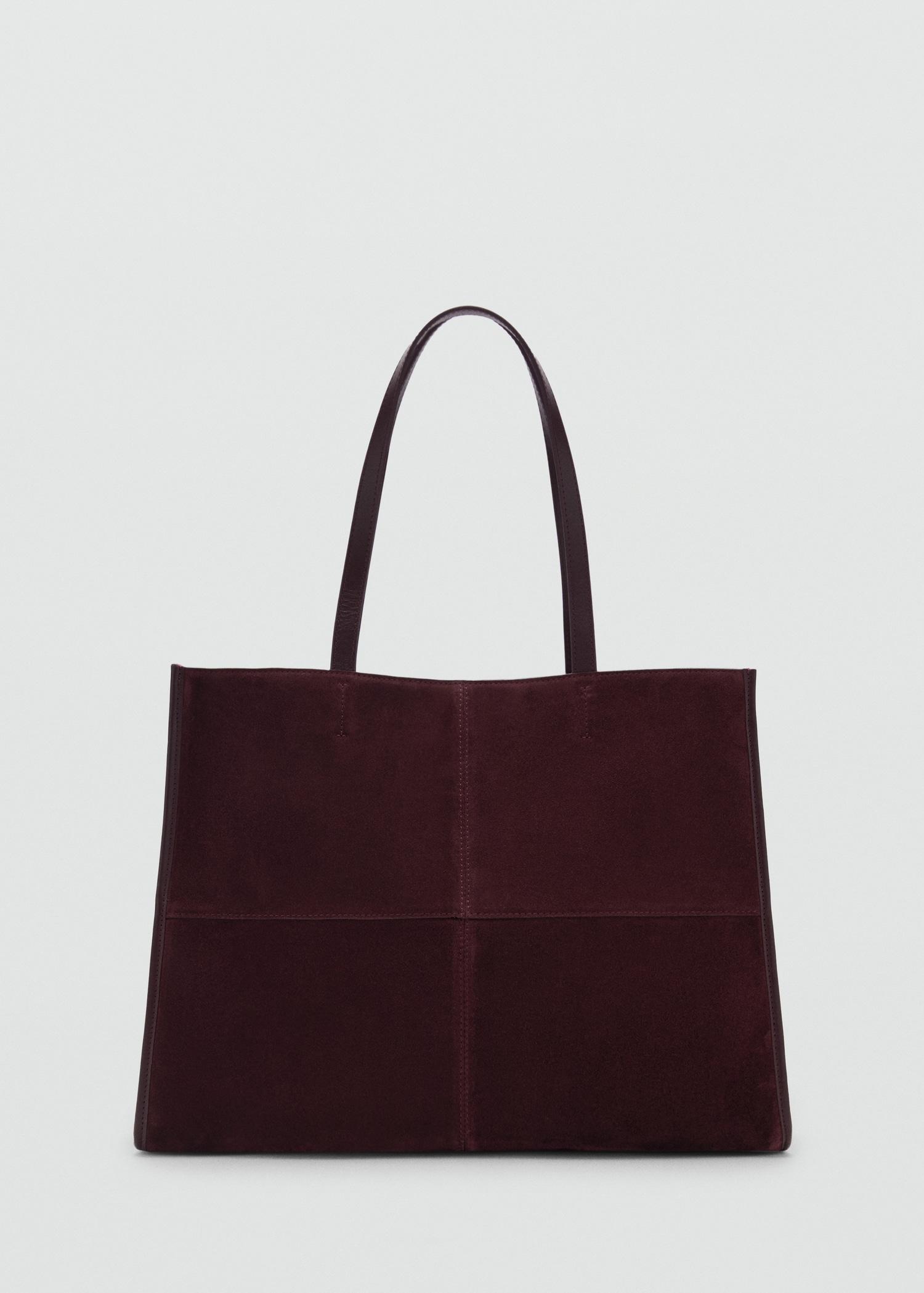Leather shopper bag with stitching - Women | MANGO USA Product Image