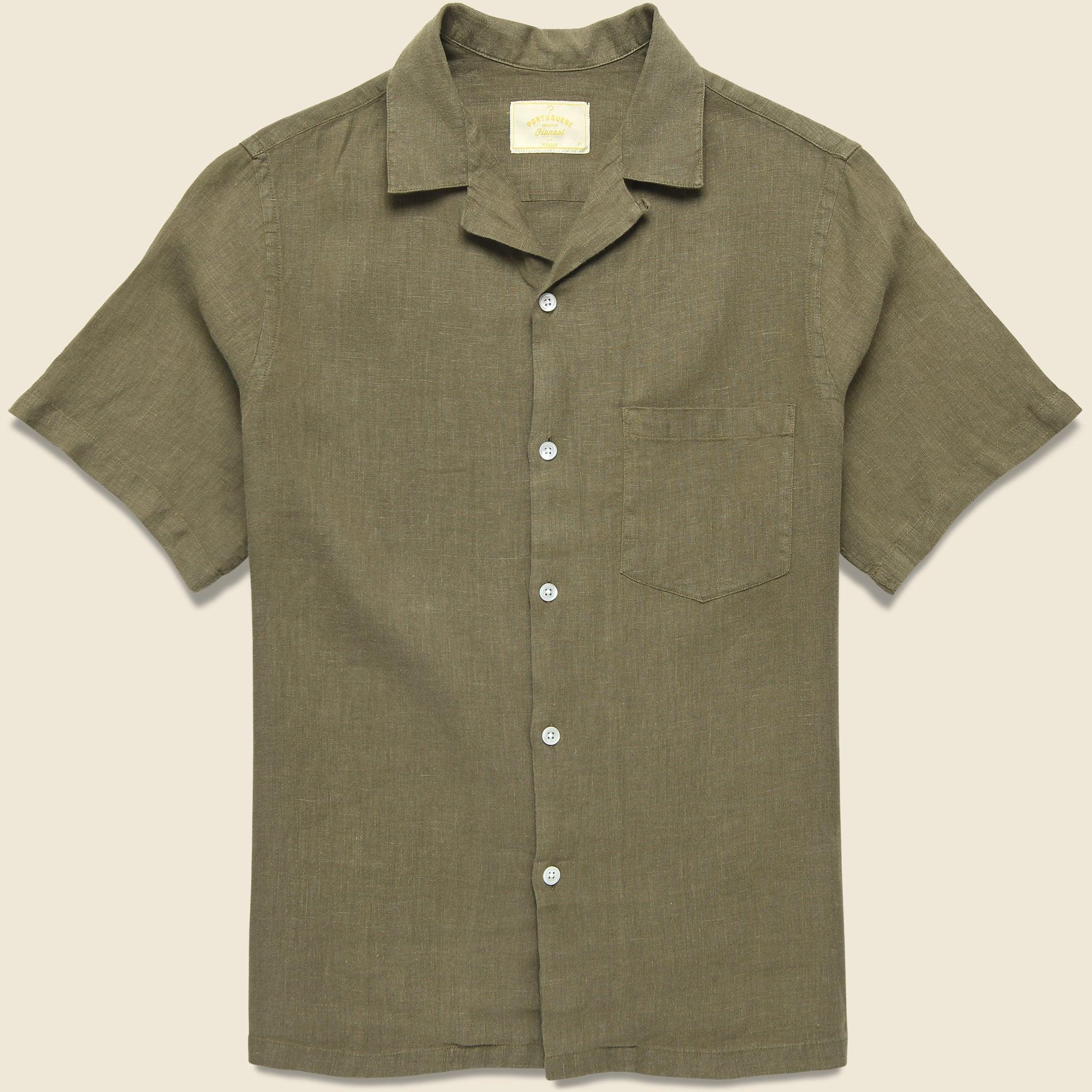 Linen Camp Shirt - Olive Product Image