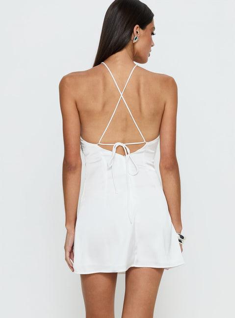 Amberlee Ruched Mini Dress White Product Image