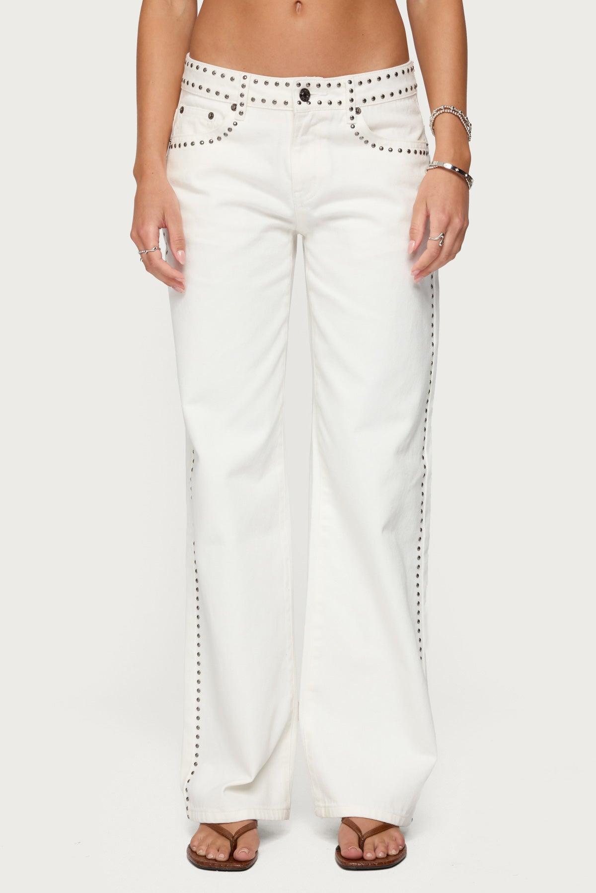 Quincy Studded Low Rise Jeans Product Image