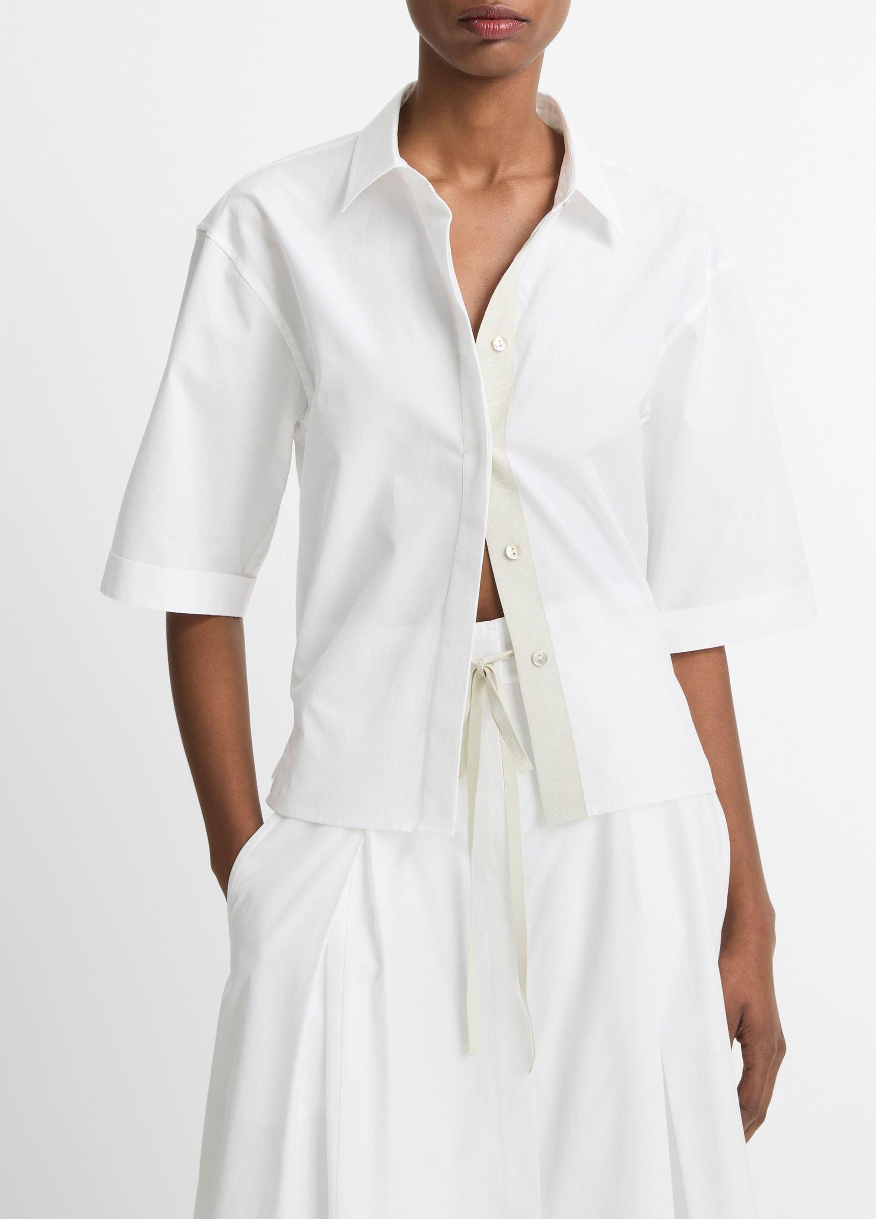 Canvas Tape Cotton Button-Front Shirt Product Image