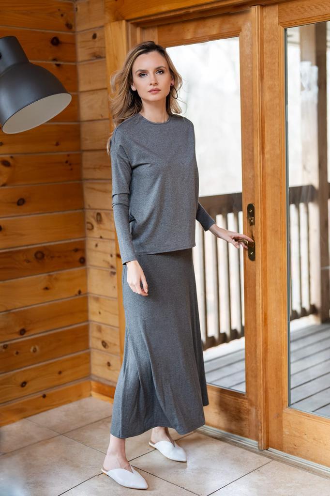 Third By Cee Ribbed Midi A-line Skirt Product Image